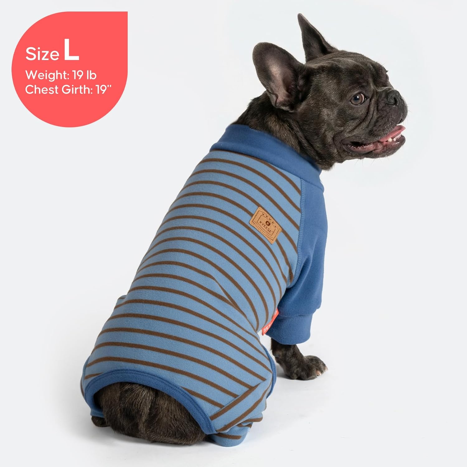 KYEESE Dog Pajamas, Soft Dog Pajamas for Small Medium Dogs Boy Girl, Comfy Dogs PJS Lightweight Onesie Clothes, Stretchy Jammies Pet Sleepwear, Pet Jumpsuit Outfit, Blue Striped, XL