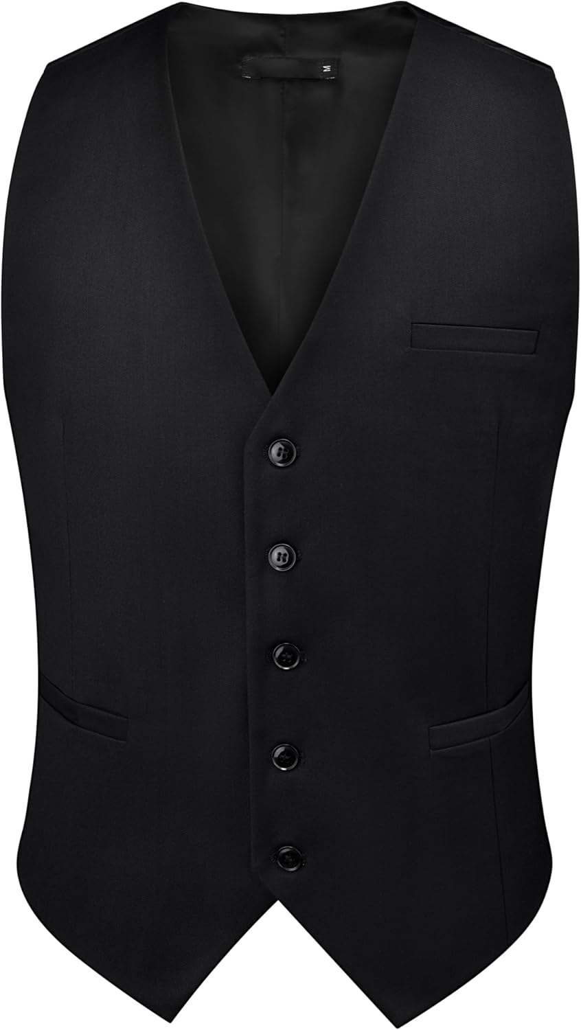 Branduce V-Neck Suit Vests for Men Solid Color Formal Slim Fit Business Vest Waistcoat with 3 Pockets - Image 3