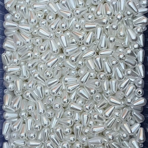 Miniatura 2 de 100 cuentas sueltas de lágrima de 0.236 x 0.394 pulgadas, cuentas de perlas de gota de agua para bricolaje, joyería de cuentas de imitación ABS
