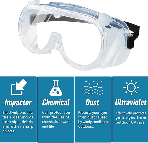Miniatura 8 de Gafas de seguridad antivaho para usar sobre los anteojos, para laboratorio, trabajo, protección de ojos, lentes transparentes para salpicaduras
