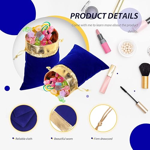 Miniatura 3 de Frienda 30 bolsas pequeñas de terciopelo con cordones, bolsas de regalo de 6 x 5 pulgadas, bolsas de joyería con cordón, bolsa de dulces para el día