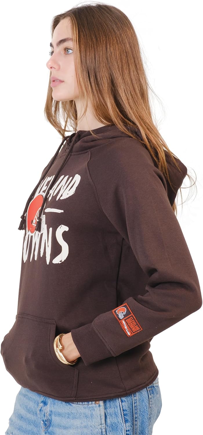 Ultra Game Women's NFL Official Super Soft Tie Neck Hoodie Sweatshirt