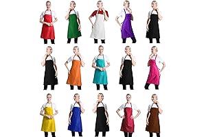 Bulk 15 Plain Color Bib Aprons for Artists, Chefs, and Bakers