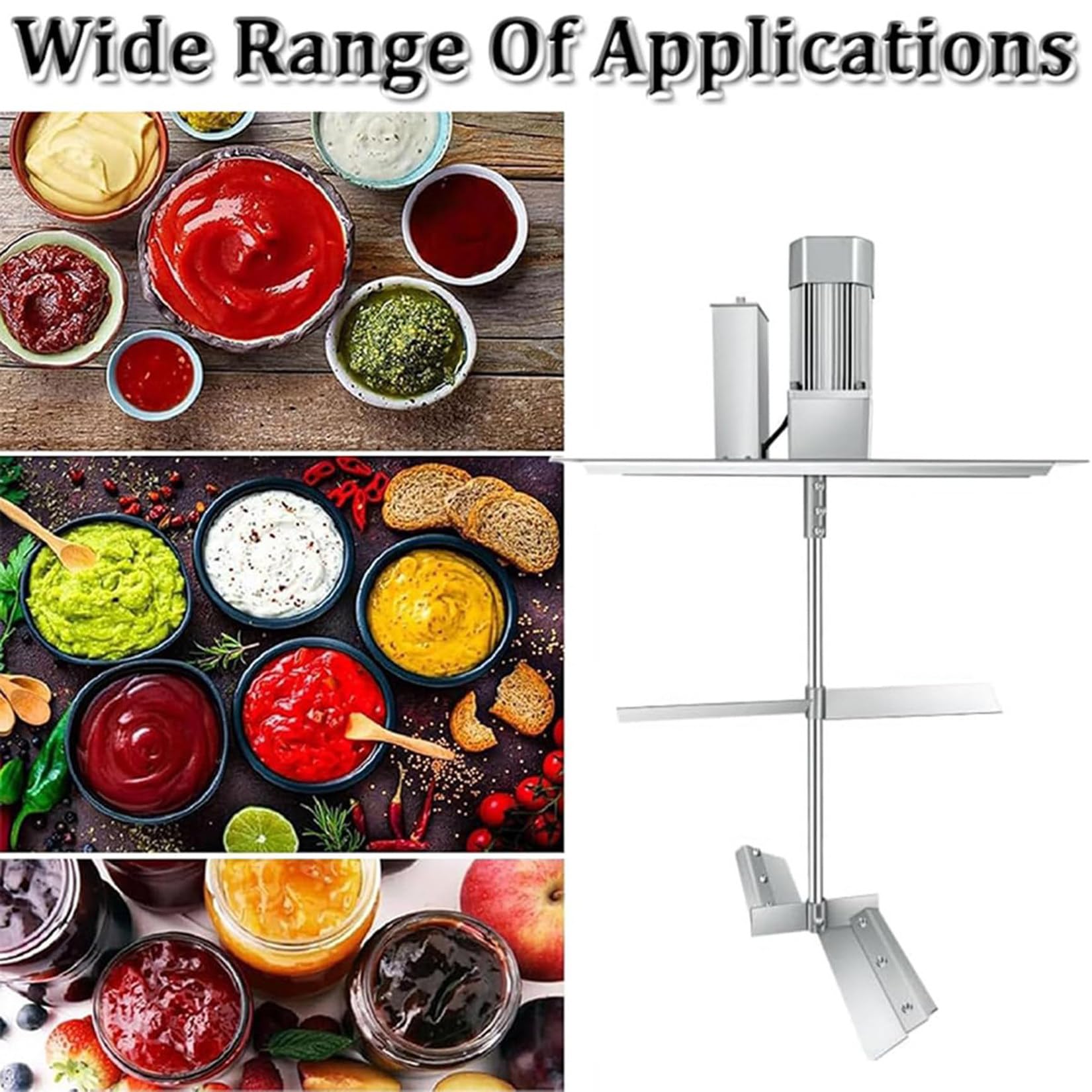 Mezclador automático de alimentos, máquina agitadora de salsa con raspador de 4 cuchillas para hacer mermelada, salsa y condimentos, capacidad de 85 litros