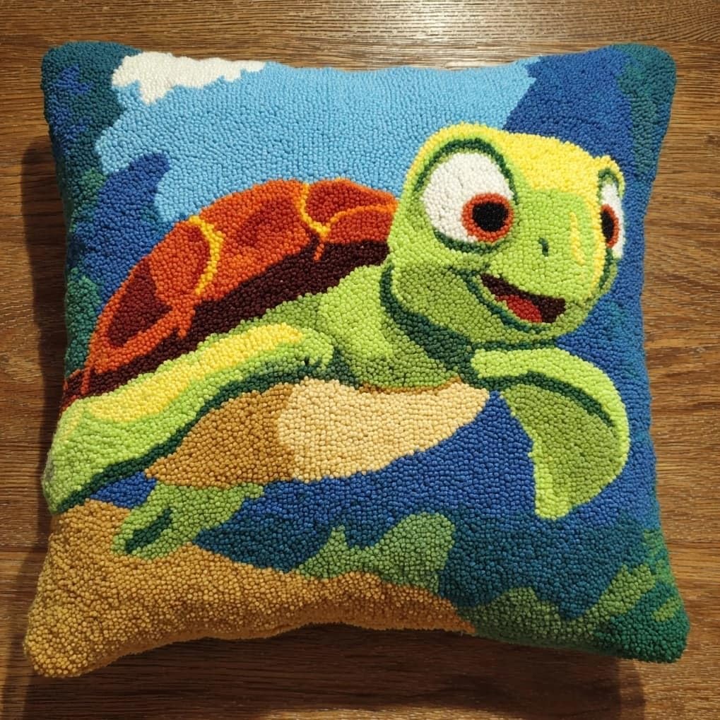 AxiangziK Latch Hook Pillow Kit for Beginners,Cartoon Turtle