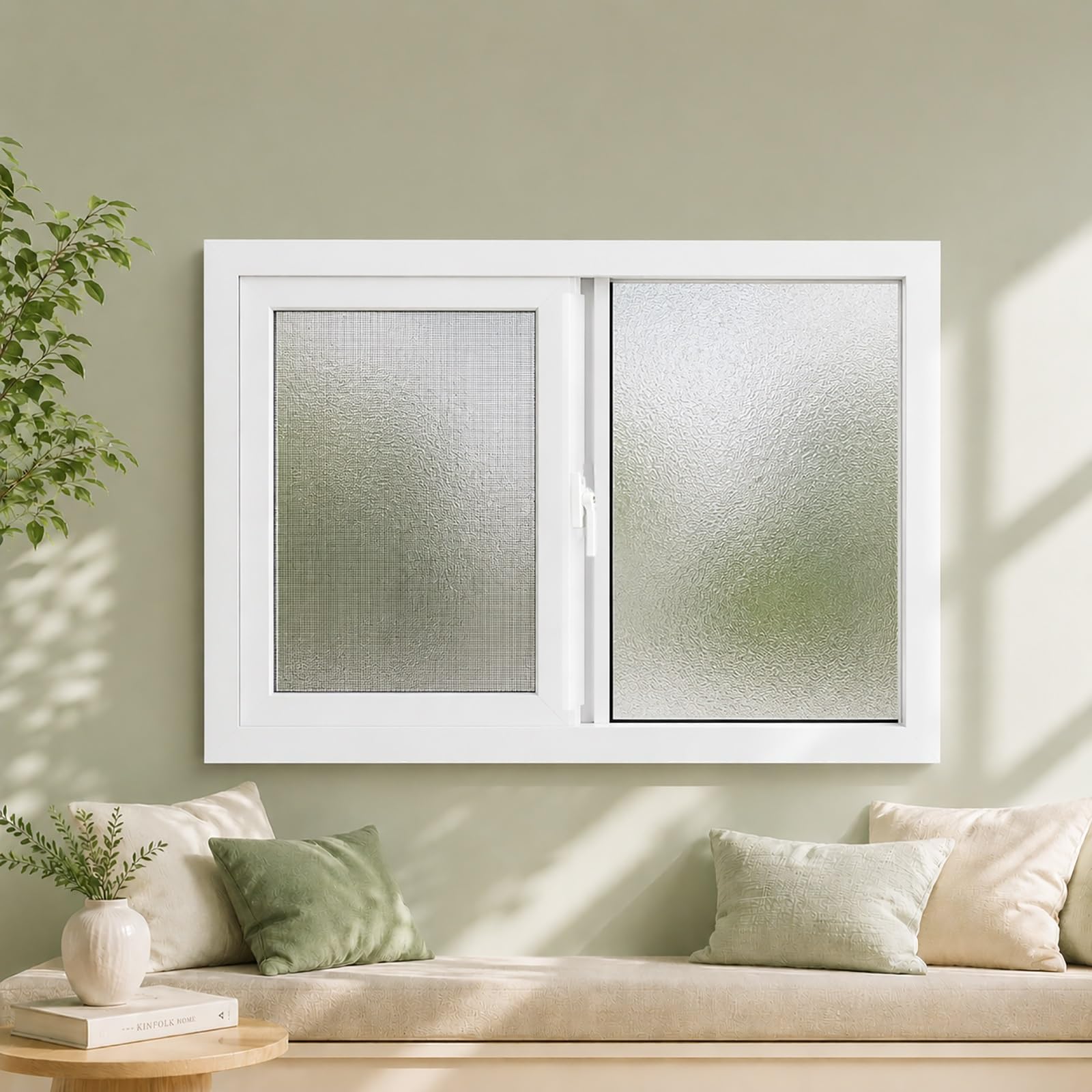 Lygxkrvu White Basement Sliding Casement Window, Aluminum Alloy With Screen Frosted Tempered Glass Replacement For Shed Bathroom Rv Kitchen(,H*W29*32In)