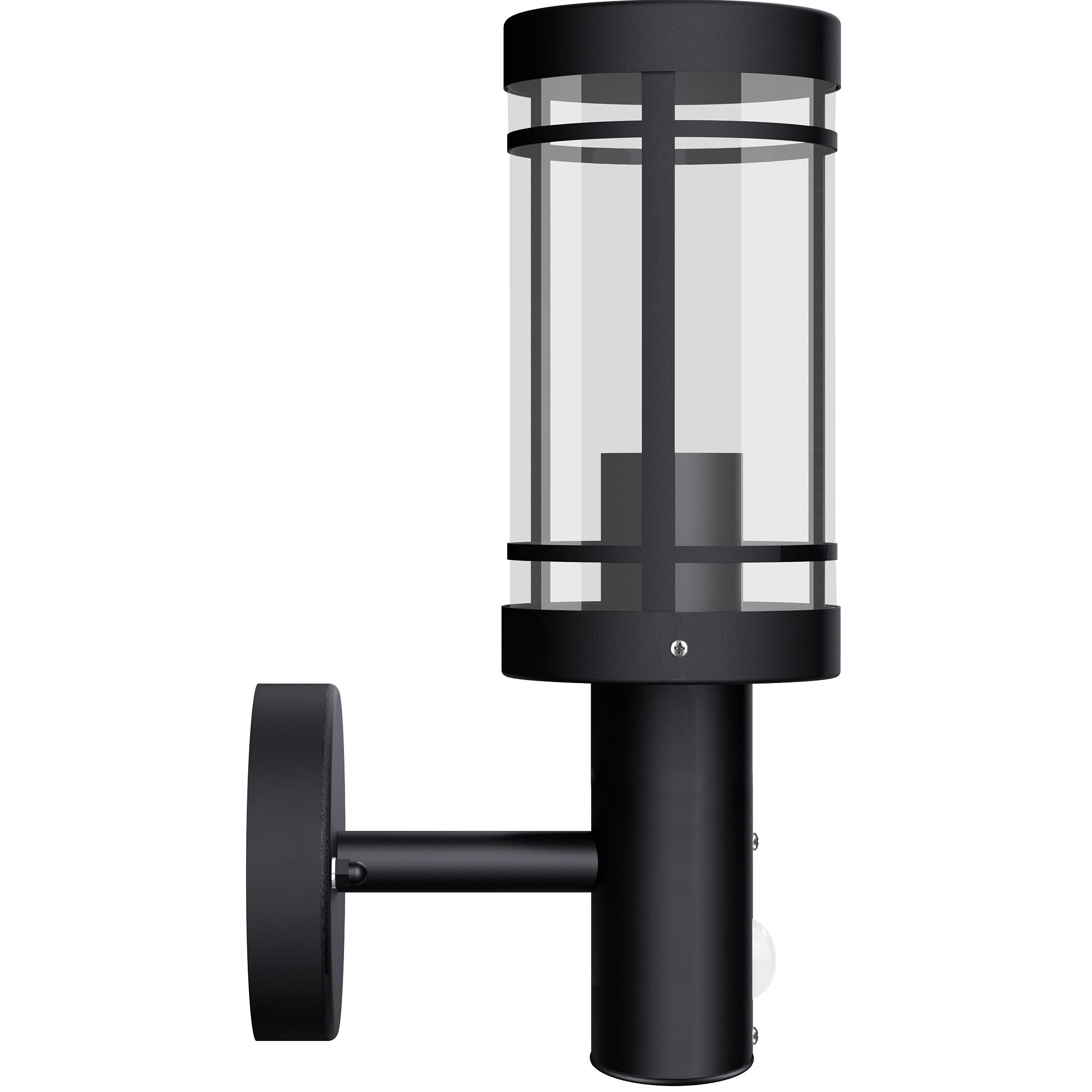 SSC-LUXon Außen Wandleuchte MOVI schwarz mit E27 Fassung - Wandlampe als Laterne mit Bewegungsmelder für Außen IP44