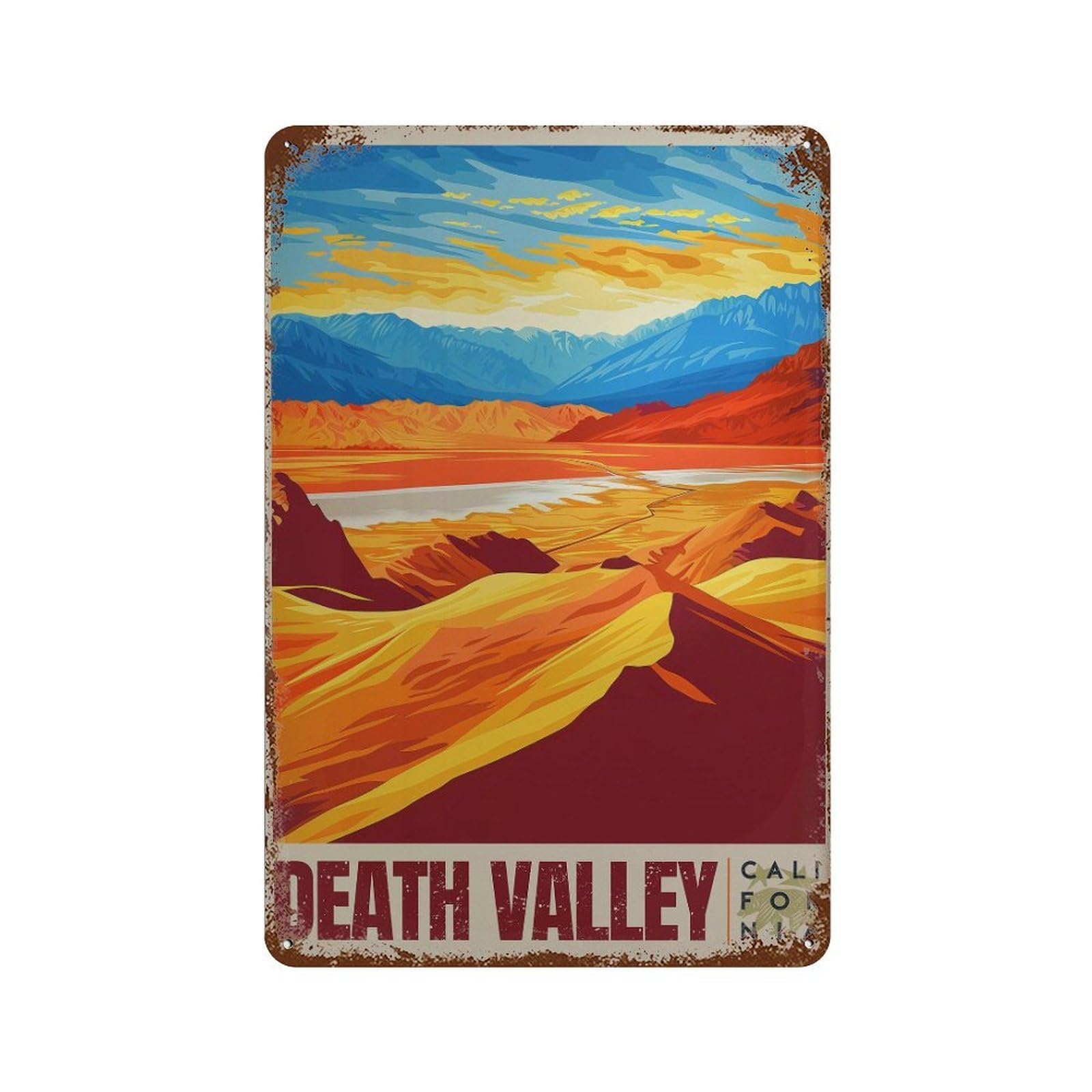 xiaoxiaoshen Death Valley Travel California Desert Wall Decor Art Metal Tin Poster Modern Home Decor Art Home Bar Shop Decorations Vintage Sign 30x20cm
