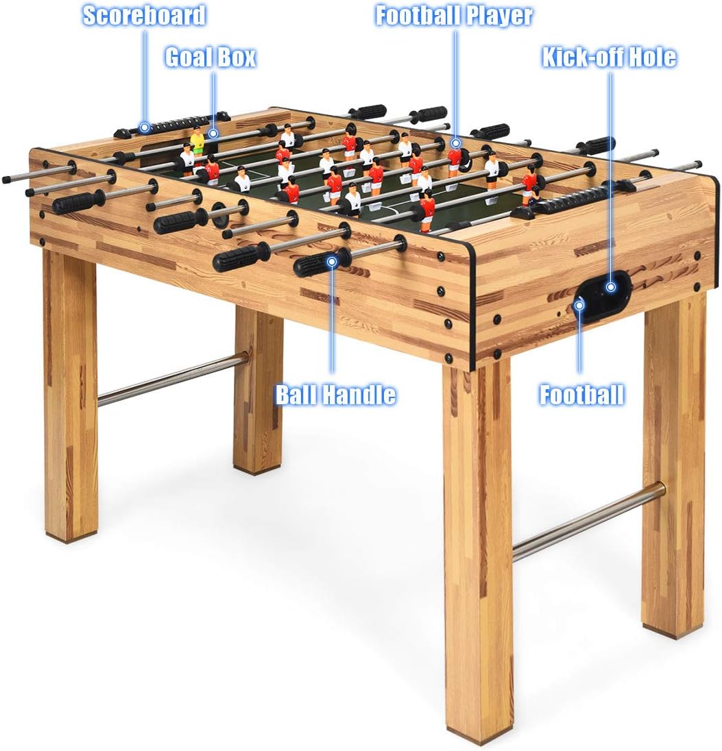 Giantex 48" Foosball Table, 8 Rods, 2 Balls and Score Keepers, Wooden Competition Soccer Game Table for Home, Game Room, Easy Assembly, Multiplayer Table Soccer Game for Kids and Adults