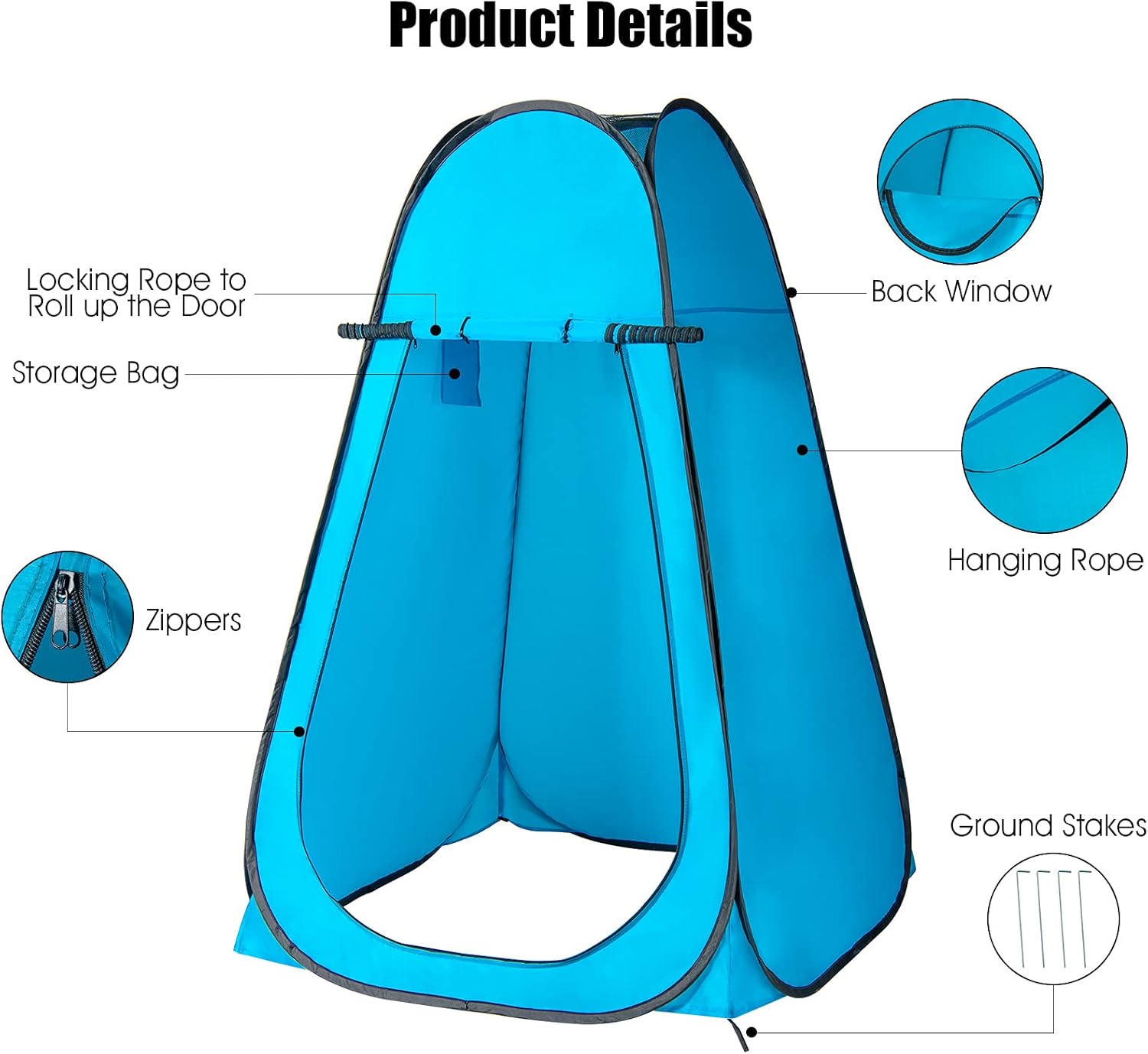 Giantex Pop-up Privacy Tent, Outdoor Shower Tent Changing Room w/Carry Bag, Portable Camp Toilet, Rain Shelter for Camping & Beach, Extra Large