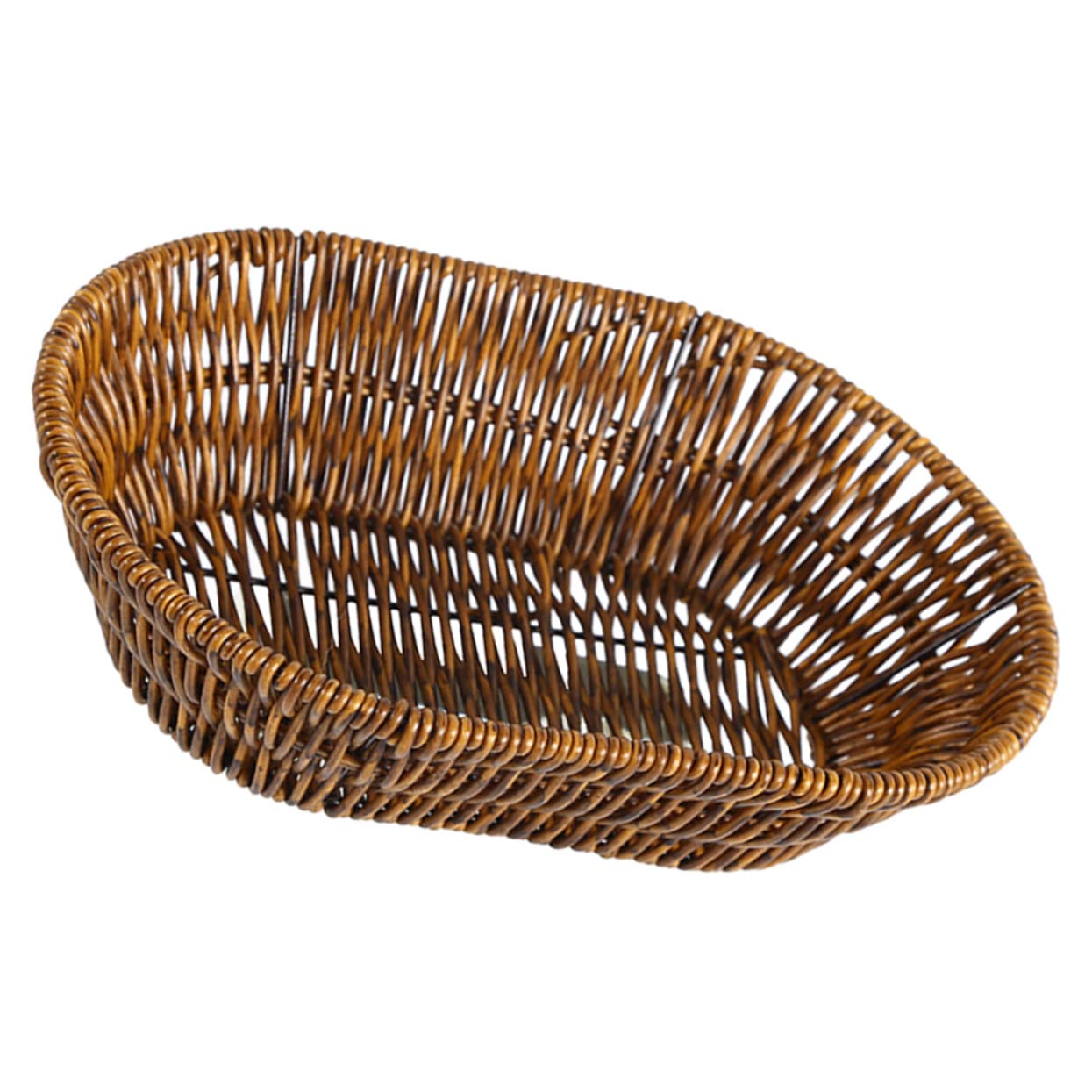 HOMOCONO Storage Basket Wire Vegetable Basket Square Tray Simulated Rattan Baskets Wicker Basket Countertop Fruit Holder Fruit Holder Bowl Basket Woven Wicker Tray Brown Plastic re-usable