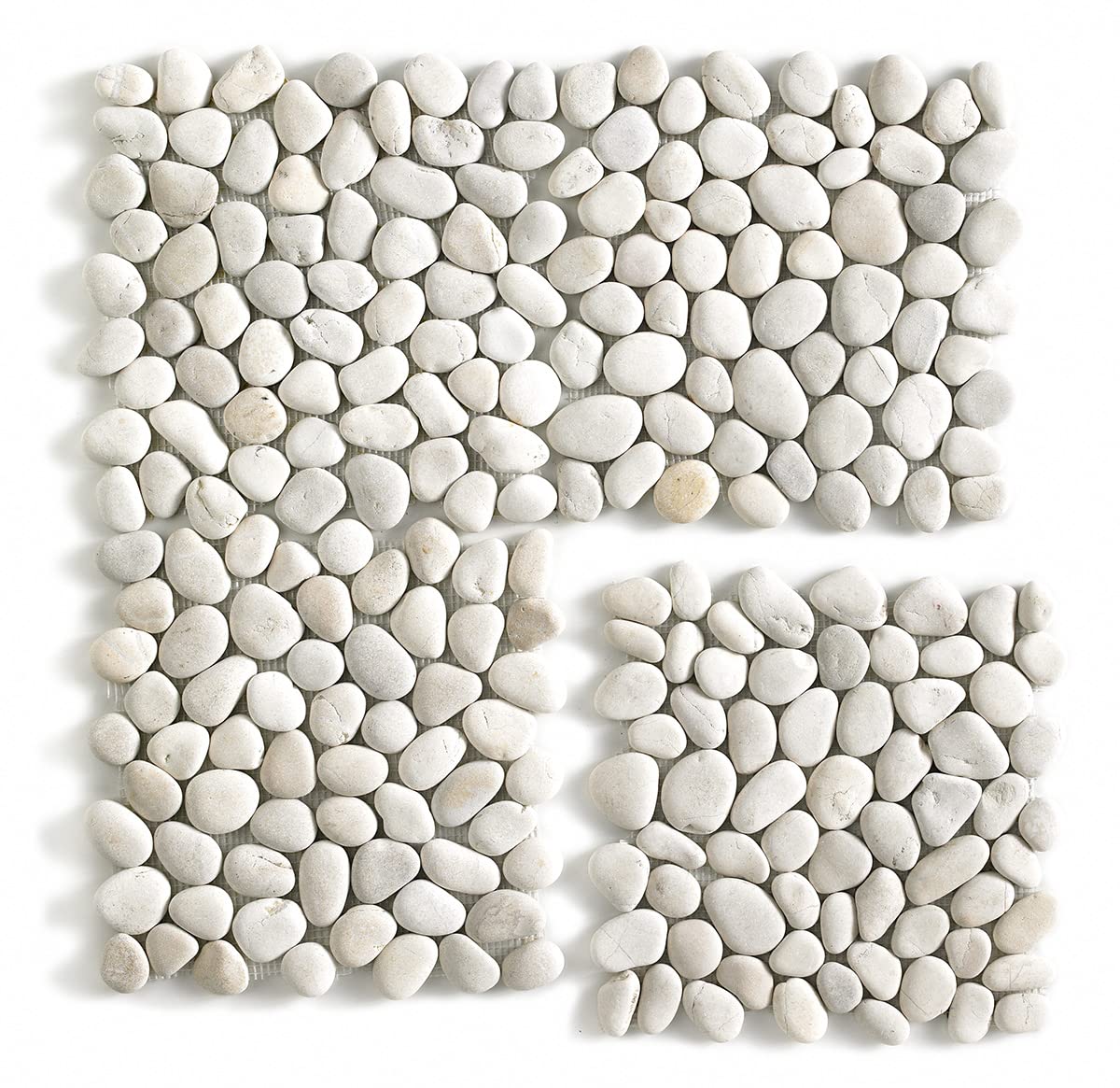 PEGANE Carrelage de mosaïque (Boite de 1m²)/Galet de mer/Maille décorative Aspect Pierre Blanc Mat - 33x33 cm