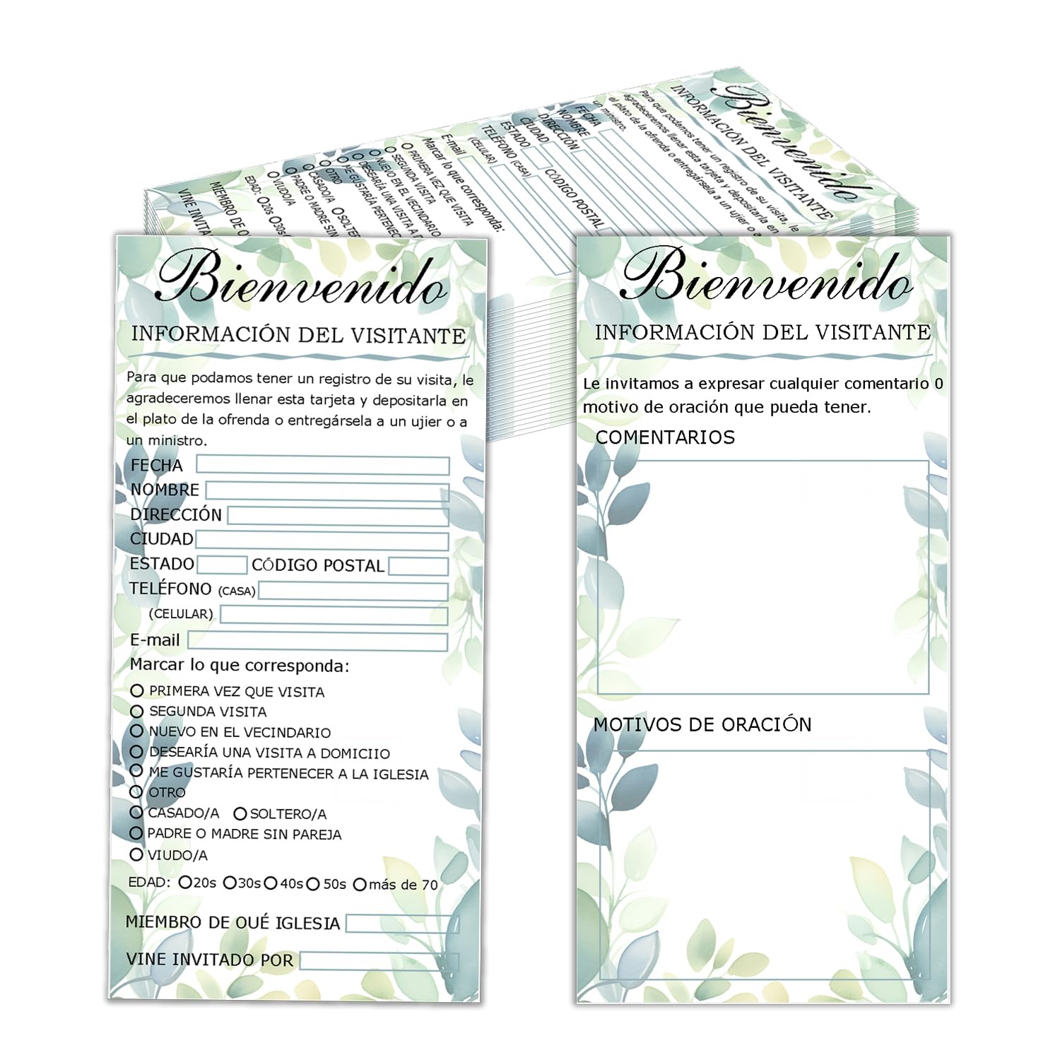 FENGHERUIA Spanish Church Visitor Cards 3.7×7.7 Inches Church Welcome Card Prayer Cards Spanish Welcome to Church Postcard for Church Greeting Praying
