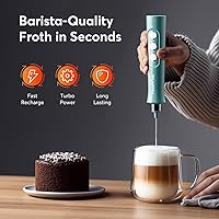 Vista 3 de MF02 Espumador de leche recargable de mano con batidor de acero inoxidable para capuchino, café con leche, café a prueba de balas, dieta Keto