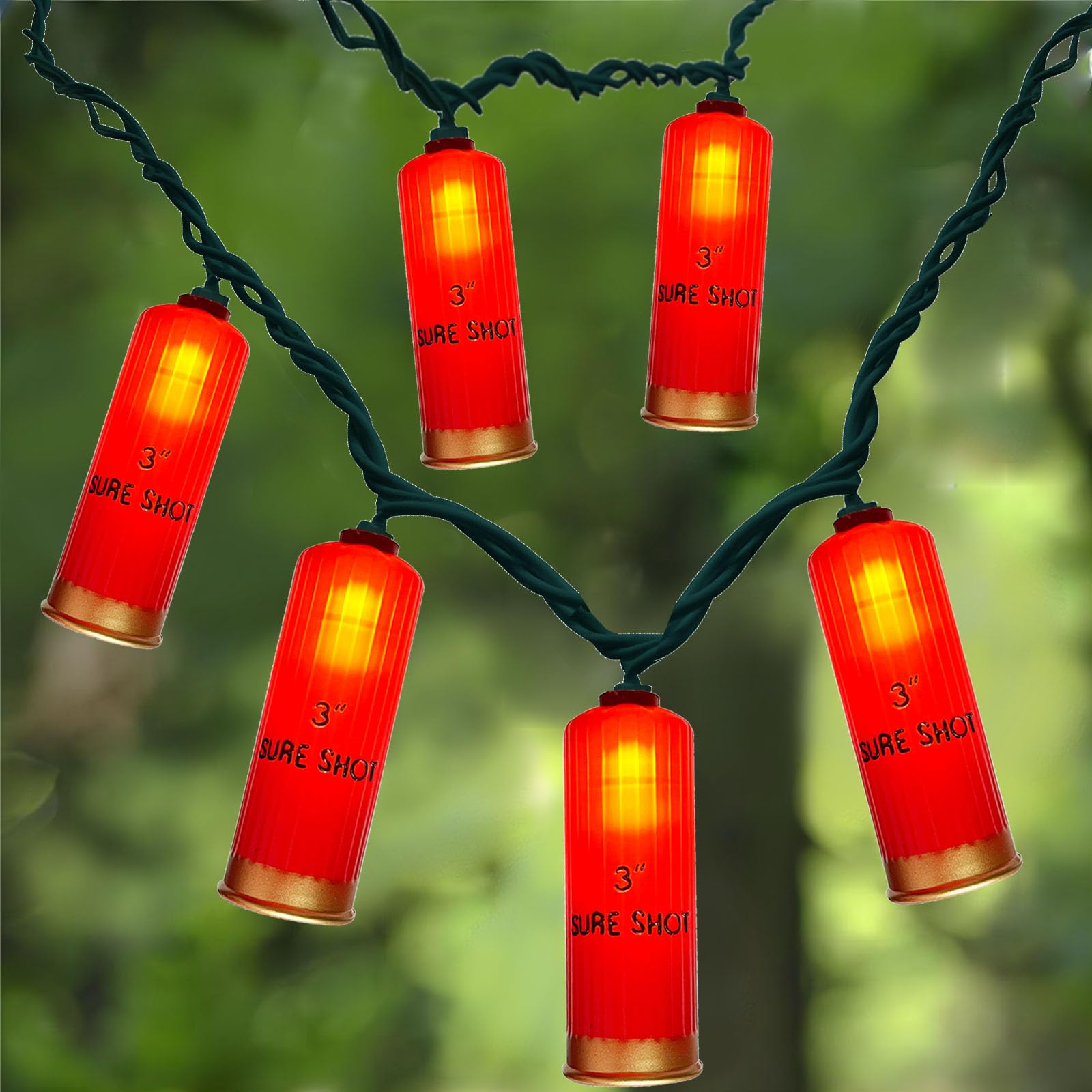 Konictom 8.5Ft Red Shotgun Bullet String Lights, 10 Red 3D Bullet Lights for Indoor Outdoor Use, Garden, Christmas Wreath, Mexican Holiday Party Decorations