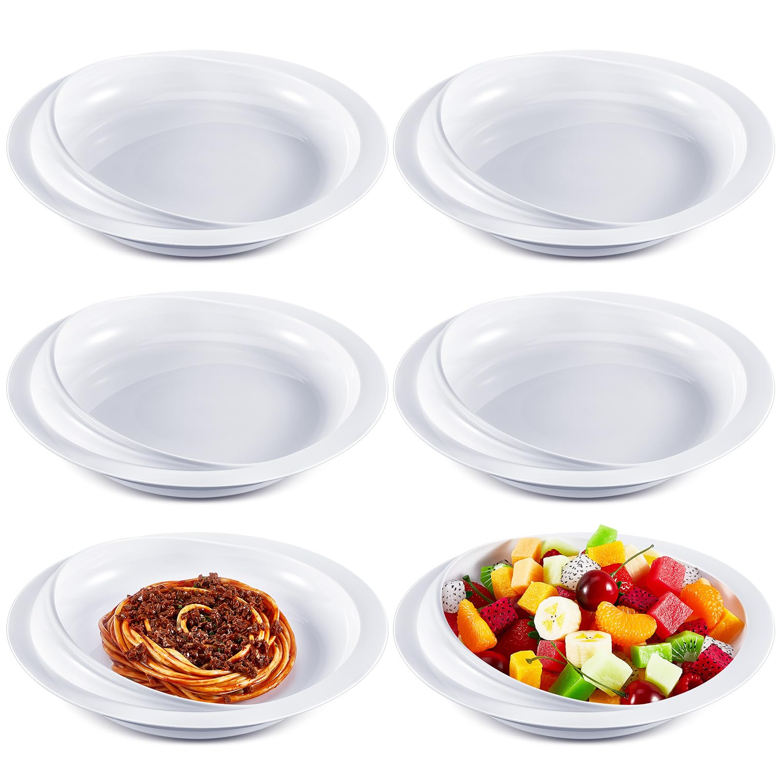6 platos a prueba de derrames con base de succión, cuencos adaptables de 9.2 pulgadas alto-bajo, vajilla antideslizante para ancianos discapacitados de Parkinson, demencia, accidente cerebrovascular