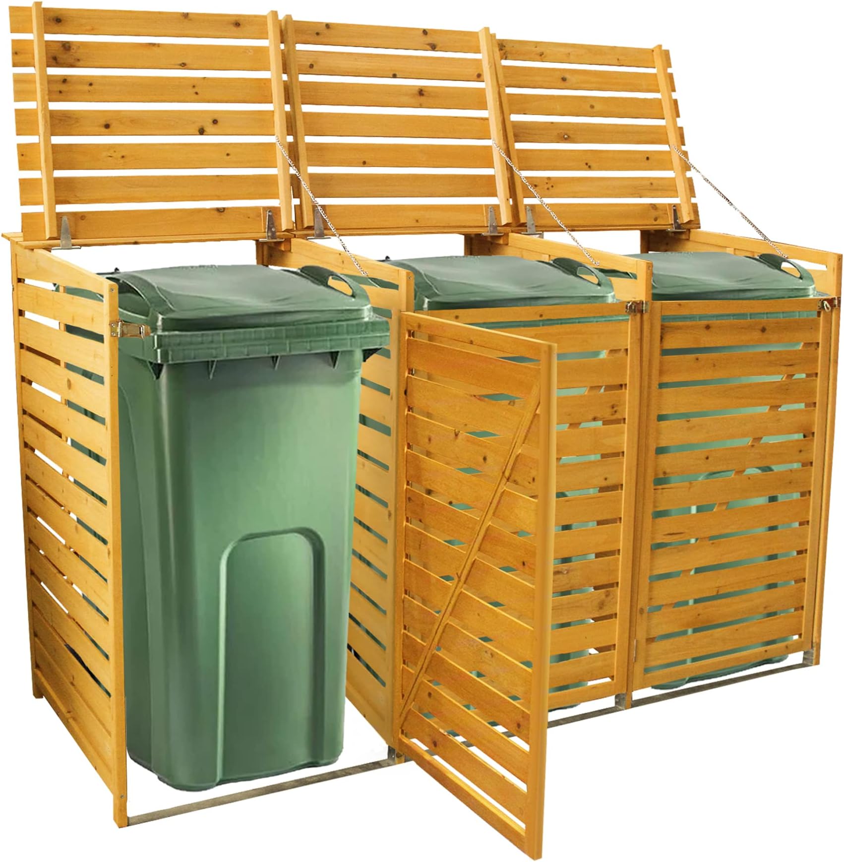 Rowlinson Triple Wheelie Bin Store Natural 230x82x130 cm Amazon.co.uk Home & Kitchen