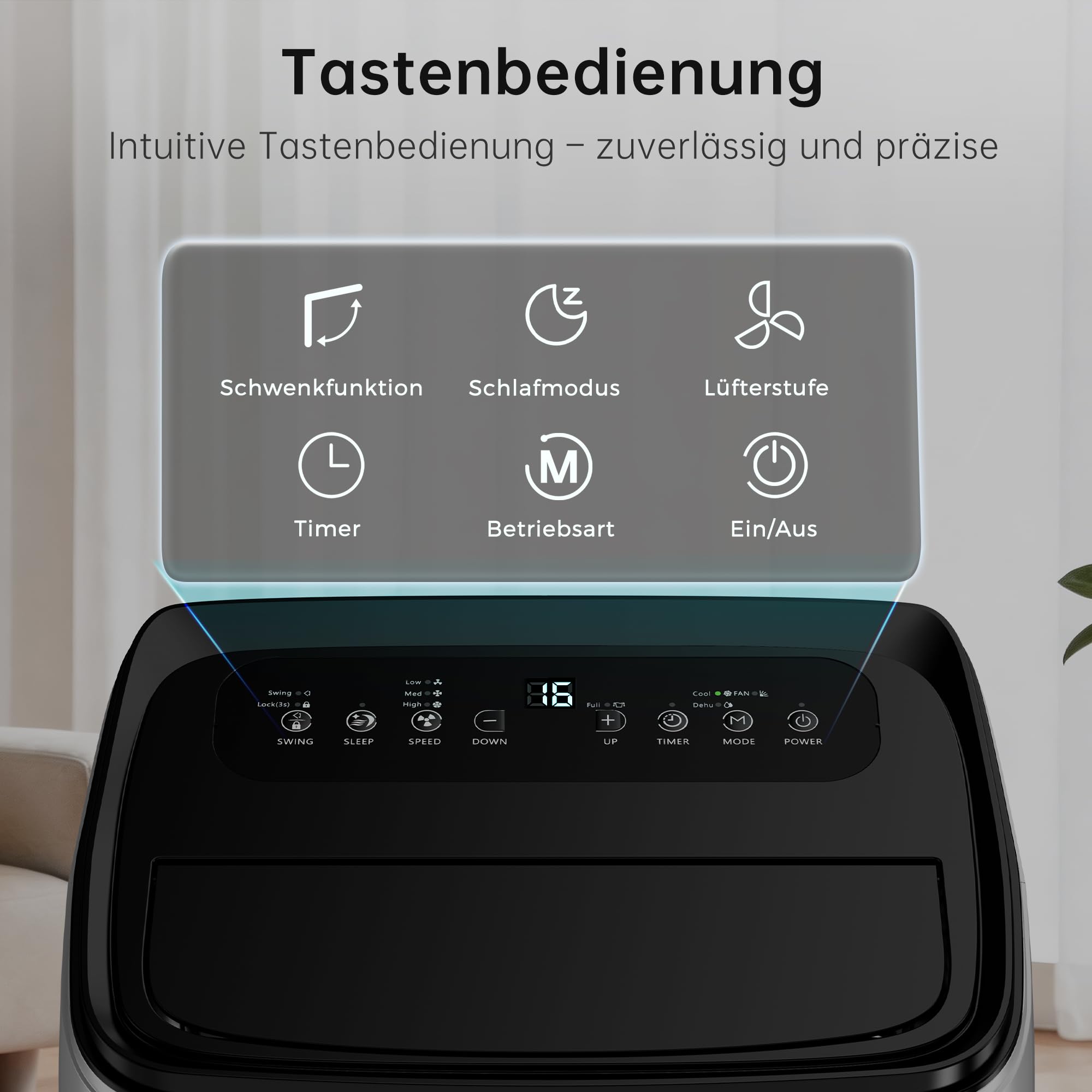 DOMANKI Mobile Klimaanlage 12000 BTU, 3-in-1, bis 50m², leise