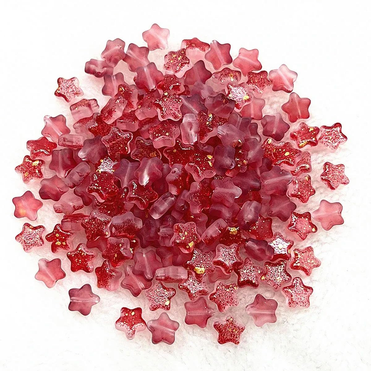 HUIOYG 30pcs 8mm Star Glass Beads Loose Spacer Bead for Jewelry Making Bracelets