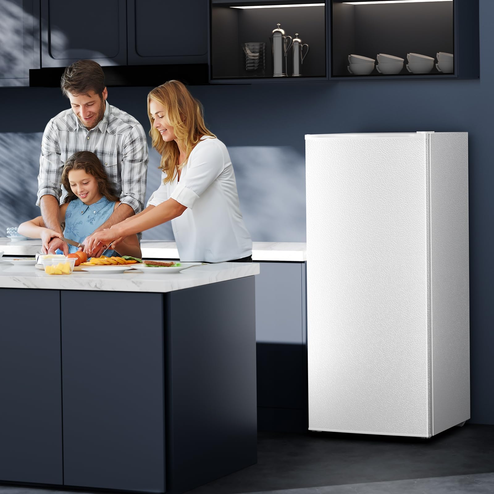Antarctic Star 6.0 Cu.Ft Upright Freezer, Small Stand Up Freezer With Adjustable Thermostat, Removable Glass Shelves, For Bedroom/Home/Dorms,White on Fridge.com - View 3