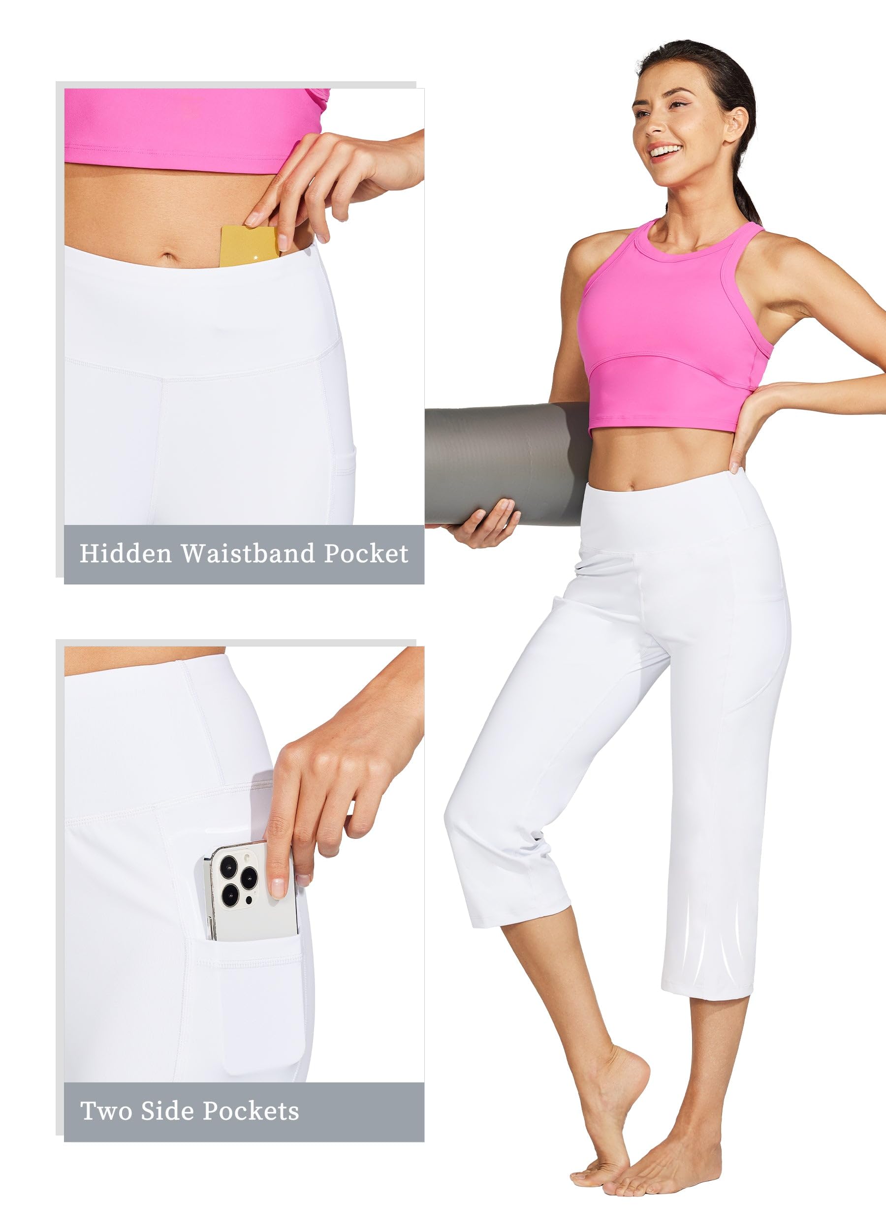 WILLIT Pantaloni da yoga capris a vita alta, leggings a gamba dritta, esercizio sportivo, capris 21"