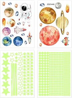 Adesivos fluorescentes luminosos de 4 folhas, adesivos fáceis de rasgar com padrões da Via Láctea, adesivos de parede com pontos de estrelas para decoração de fundo de quarto de crianças, melhores pre