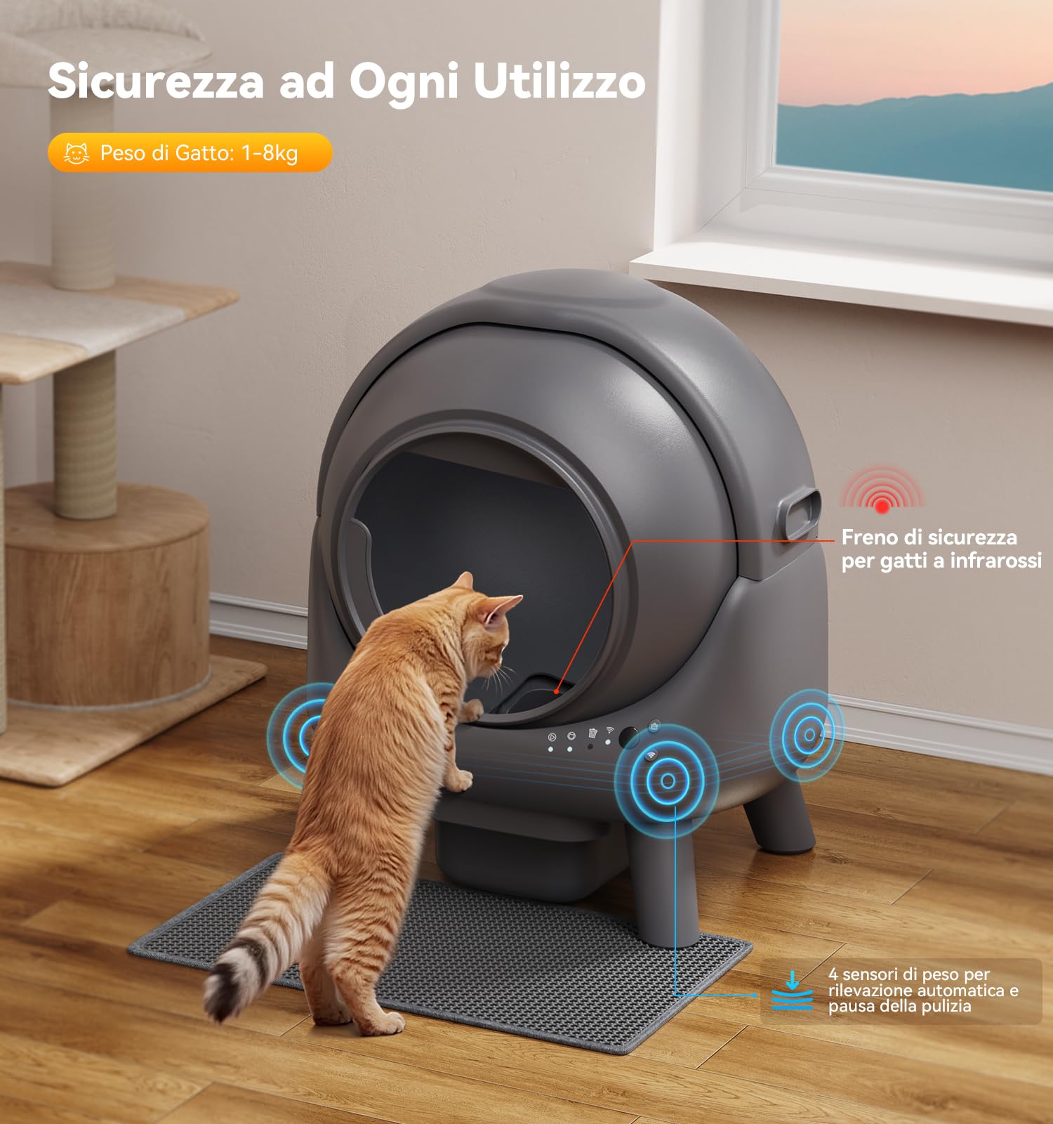 Lettiera Gatto Autopulente FEELNEEDY Lettiera Automatica Per Gatti, Anti.Trappola/Triplo Anti-Odore/Sicurezza/Controllo Da APP/Facile Da Pulire e Montare, Grande 65L ldeale per Multi Gatti