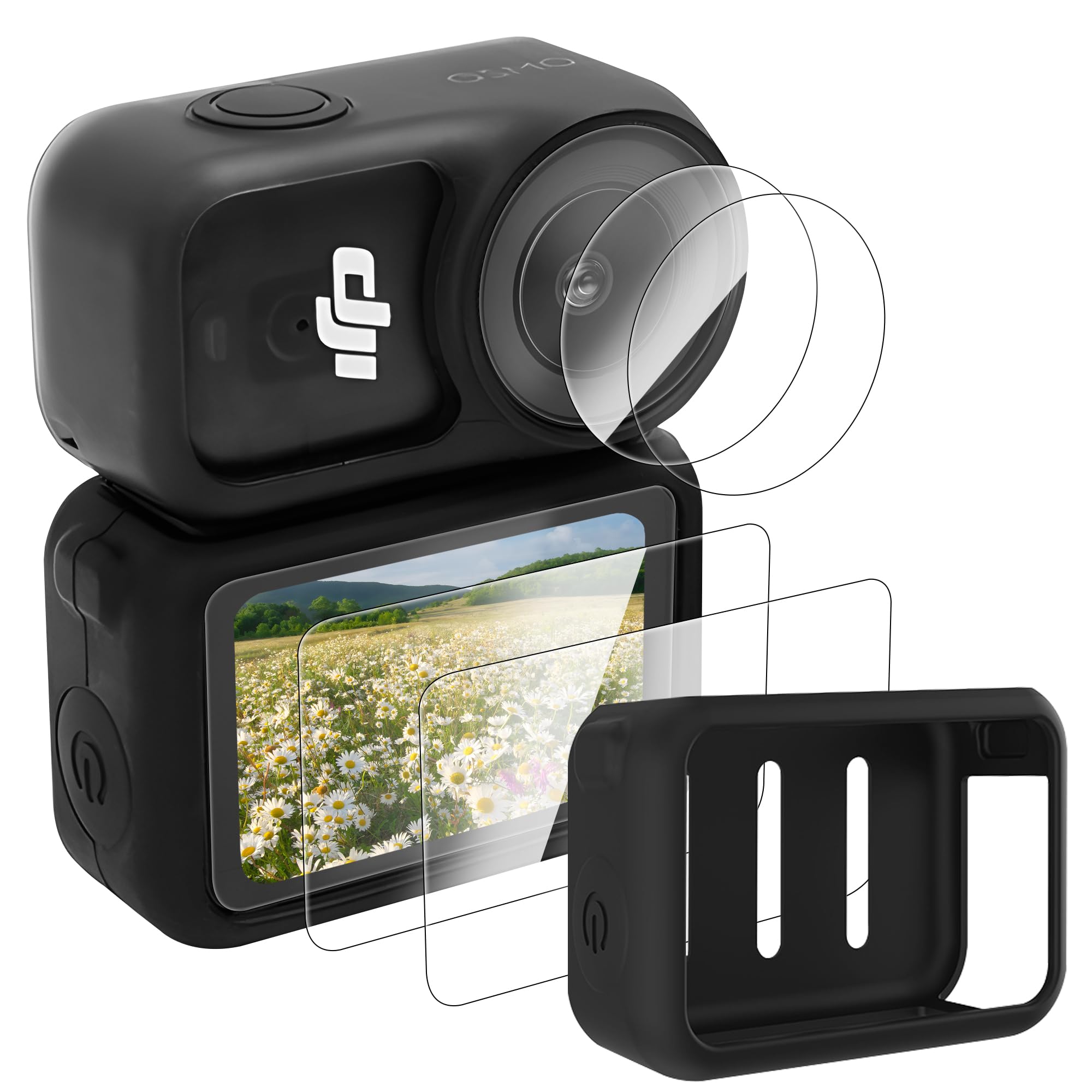 Osmo Nano Etui Silikonowe - Zestaw Akcesoriów z Folią Ochronną Obiektyw i Ekran Miękkie Silikonowe Etui Ochronne Odporne na Zarysowania i Wstrząsy do Akcesoriów do DJI Osmo Nano Aparatu