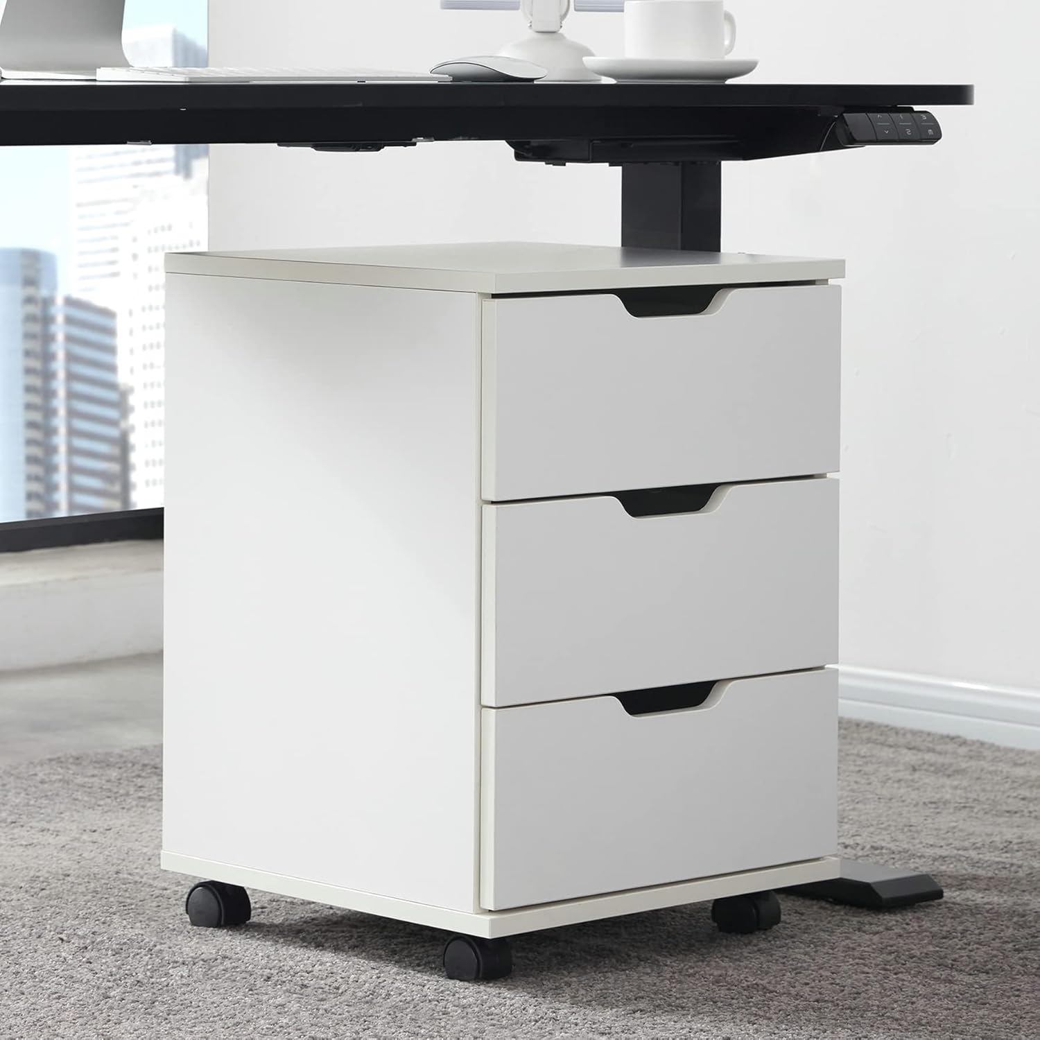 Soohow Mobile Wood 3 Drawer File Cabinet with Wheels for Home Office