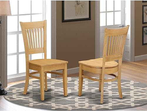 Vista 2 de East West Furniture VAC-OAK-W sillas de comedor y cocina Vancouver - Sillas de asiento de madera con respaldo de listones, juego de 2, roble