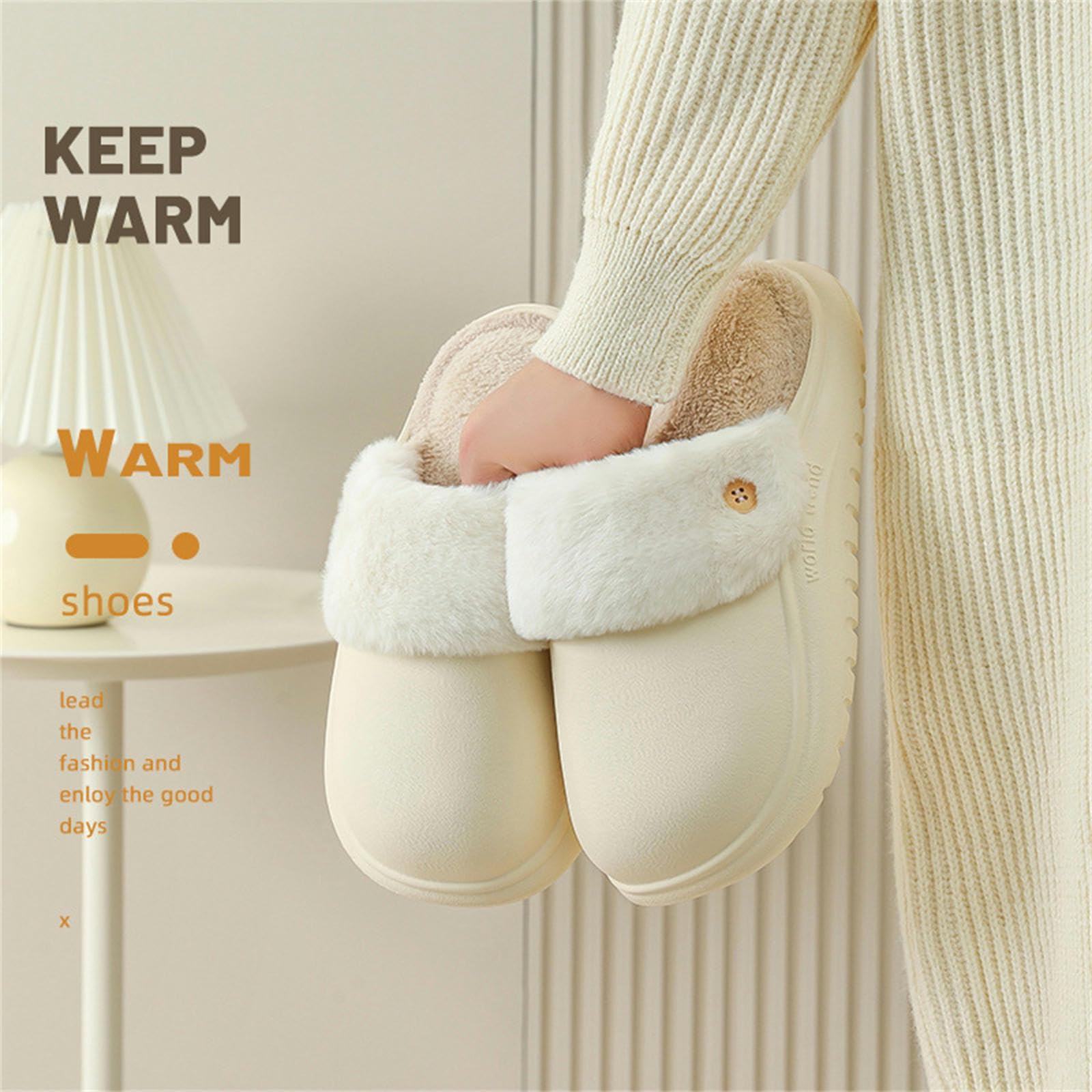 Ciabatte Donna Invernali Pantofole in Cotone Rimovibili per La Casa Invernale, Indoor, Impermeabili E Calde-orange-44-45