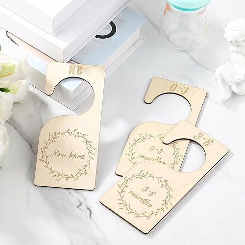 Miniatura 4 de 7 piezas de tamaño de armario de bebé, organizadores de armario de madera para bebés, divisores de armario colgantes desde recién nacidos hasta 24