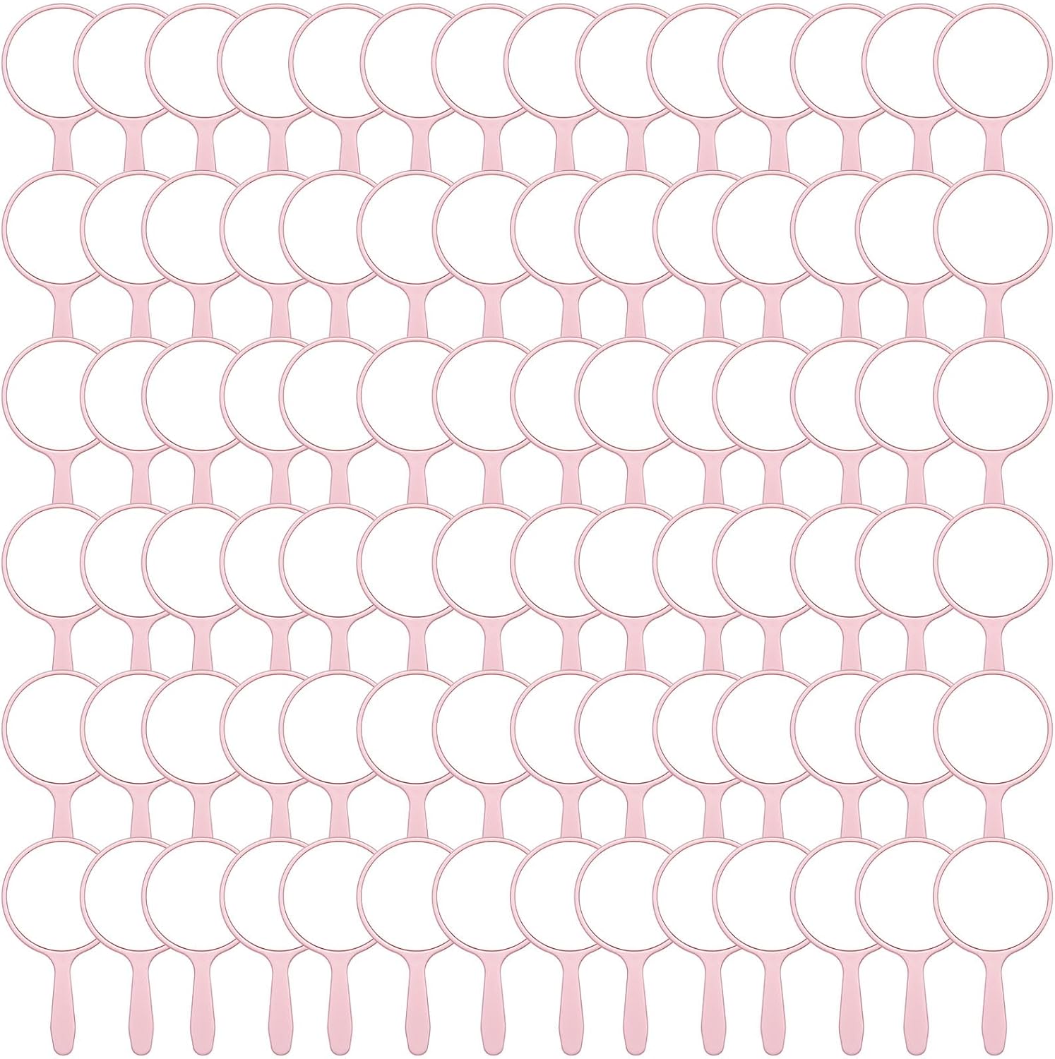 Vinsot 100 Pcs Handheld Mirror Bulk Small Hand Compact Mirrors with Handle Plastic Travel Makeup Portable 3.94 x 2.16 Inch for Birthday Dress up Wedding Practice Pronunciation (Pink)