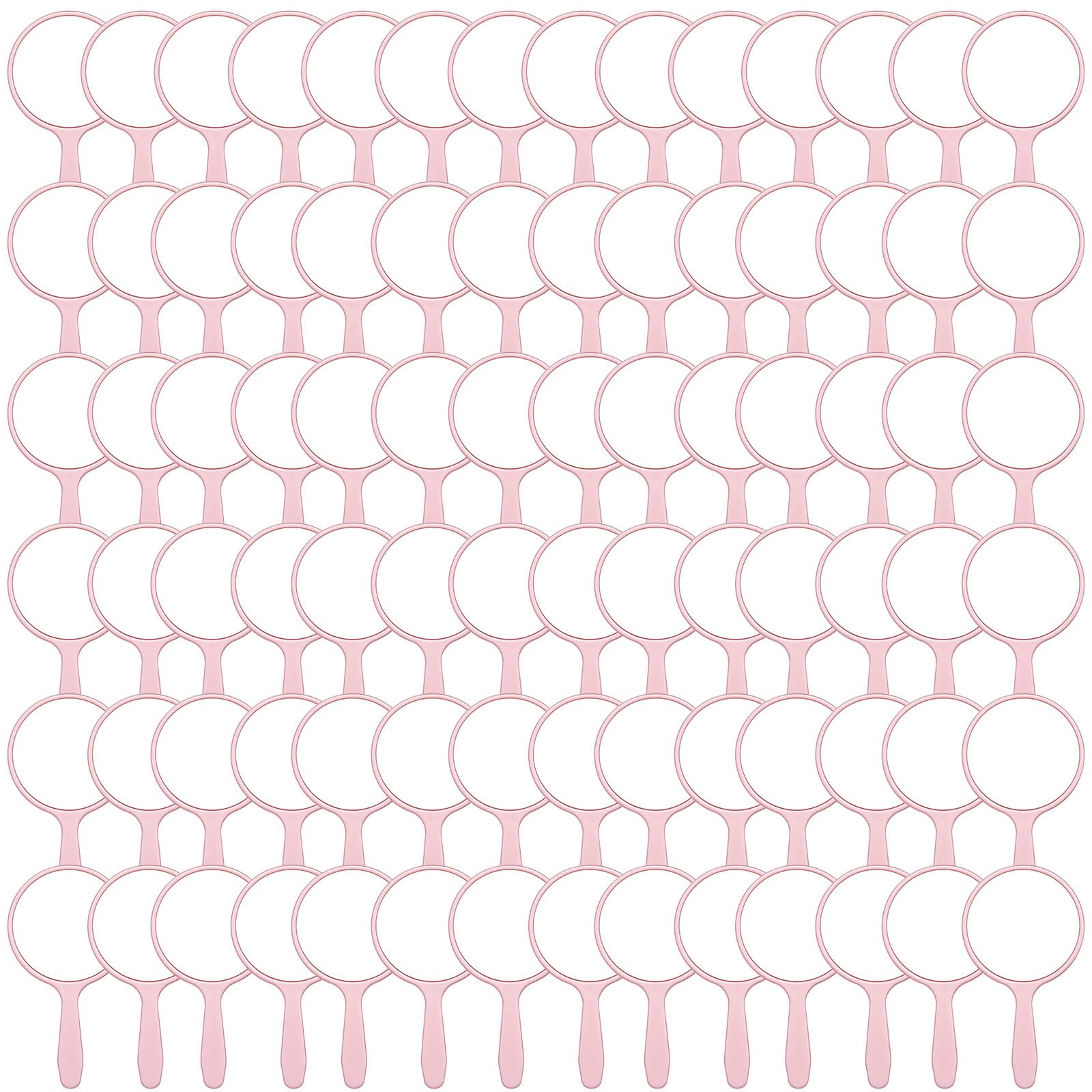 Vinsot 100 Pcs Handheld Mirror Bulk Small Hand Compact Mirrors with Handle Plastic Travel Makeup Portable 3.94 x 2.16 Inch for Birthday Dress up Wedding Practice Pronunciation (Pink)