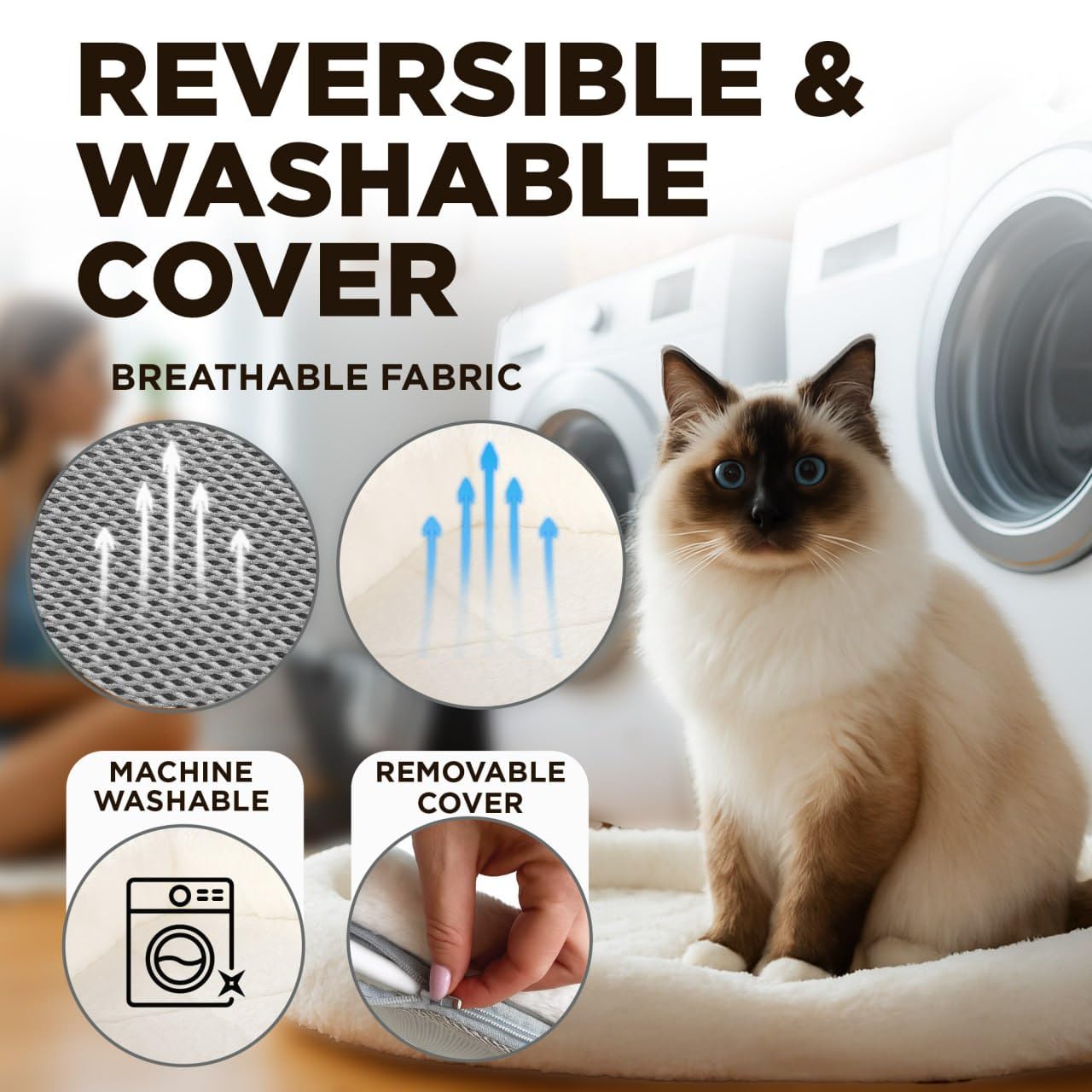 Golden Sheaves Cat Window Perch – Strong 6 Suction Cup Foldable Cat Hammock Bed for Large Cats and Kittens that Holds up to 50 lbs with Washable Reversible Cover, Sturdy Metal Frame for Window (White) - image 8