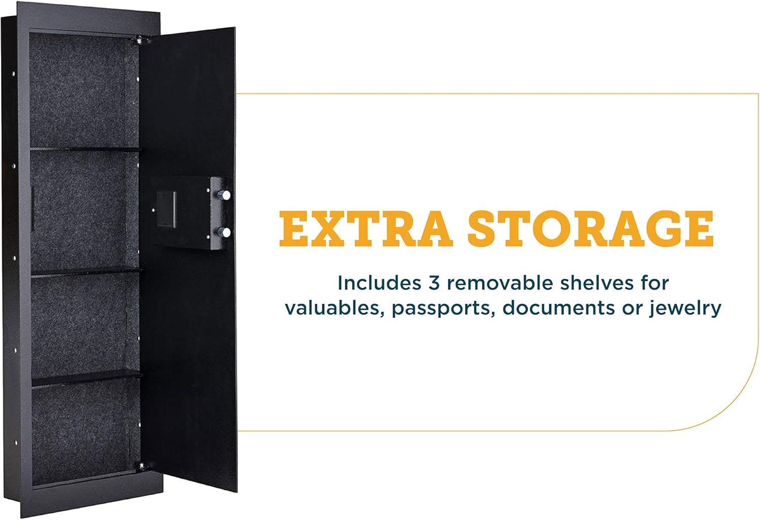 SnapSafe in Wall Long Gun Safe - Secure Heavy Duty Flush Mount Gun Safe with Digital Keypad - Use as a Gun Cabinet, Rifle Safe, or Home Safe for Valuables - Installs in Minutes, 44 x 16.25 x 4 Inches : Sports & Outdoors