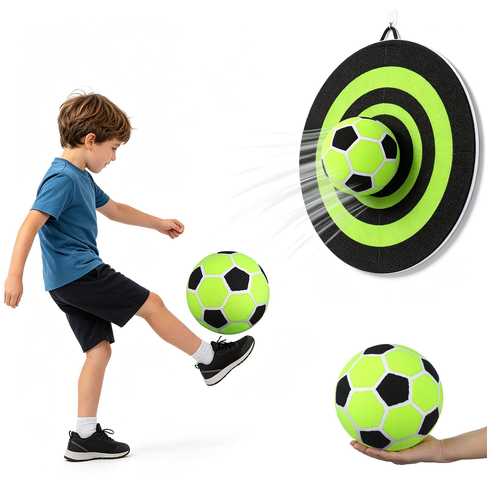 TOYANDONA Sticky Soccer Dart Ball - 21cm Portable Felt Football Target Game for Kids & Adults, Soft Rubber & Felt Training Toy for Indoor Shoot Practice (emerald Green And Black)
