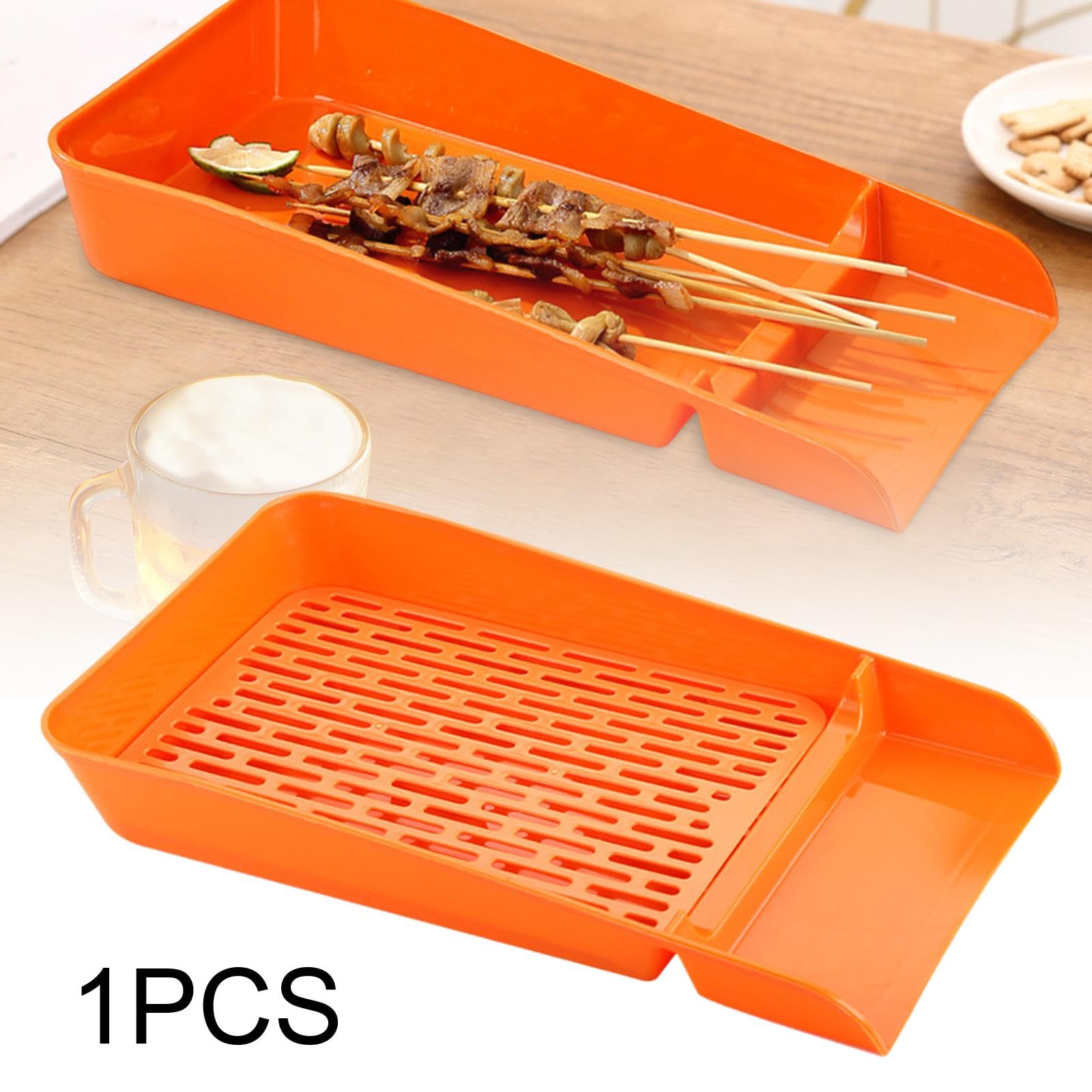 Bothyi BBQ Tray Oil Draining Tray Barbecue Grill Tray Rectangle Marinade Tray BBQ Prep Tray for Kitchen Skewers Vegetable Restaurant