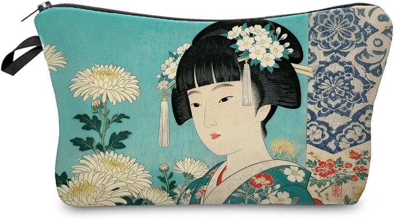 Livel lhood Necessaire de maquiagem com zíper Japanese Geisha 06