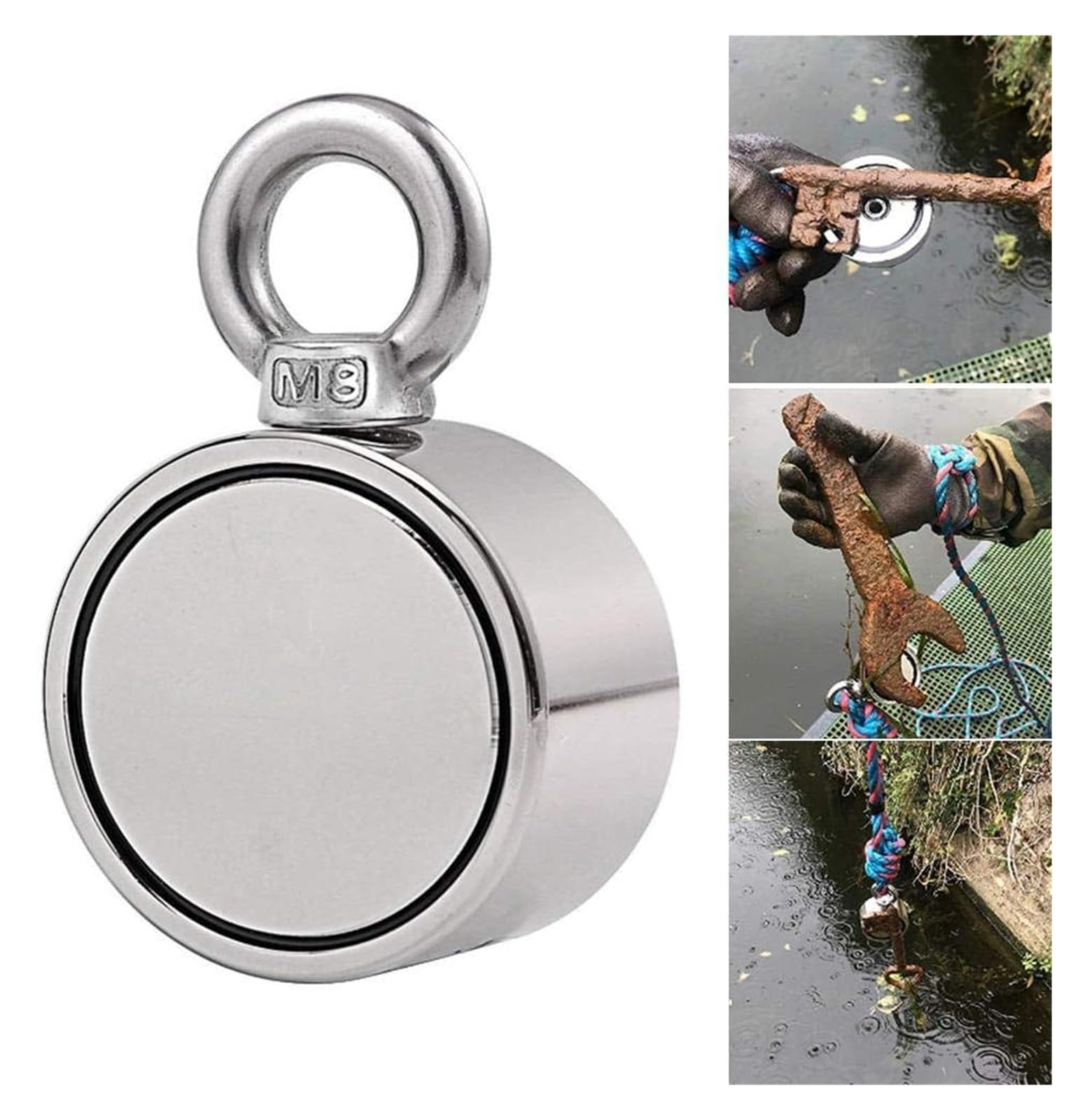 Magneti da Pesca potenti, magneti da Pesca a Doppia Faccia/magneti da Pesca Rotondi Estremamente potenti/per la Pesca e Il Recupero nel Fiume(48mm)