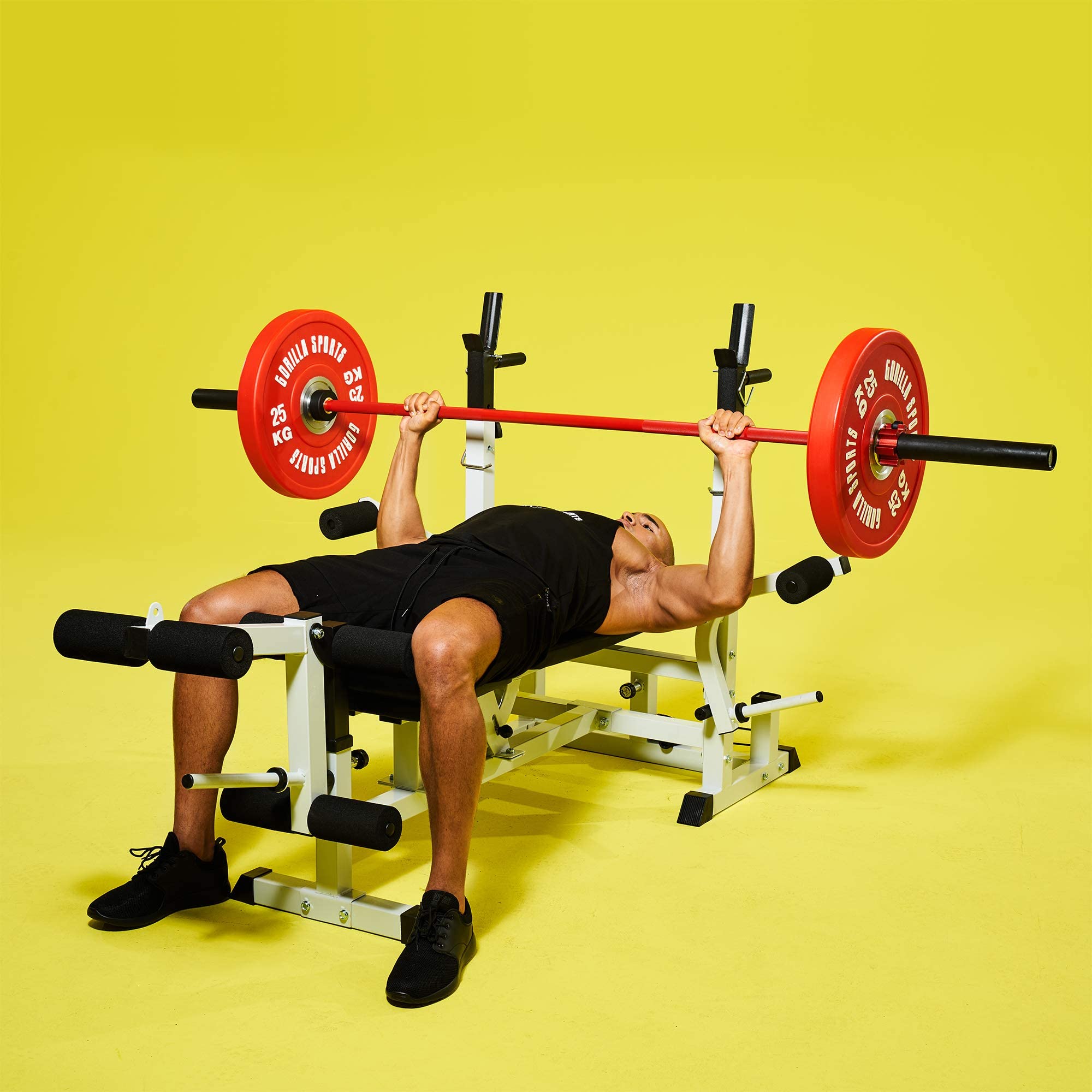 GORILLA SPORTS® Hantelverschlüsse 50/51 mm, 1 Paar, Schnellverschluss | Aluminium-Klemmen mit Gummierung und Einhandhebel für Olympia-Langhanteln, Kurzhanteln und Curlstangen, rutschfest