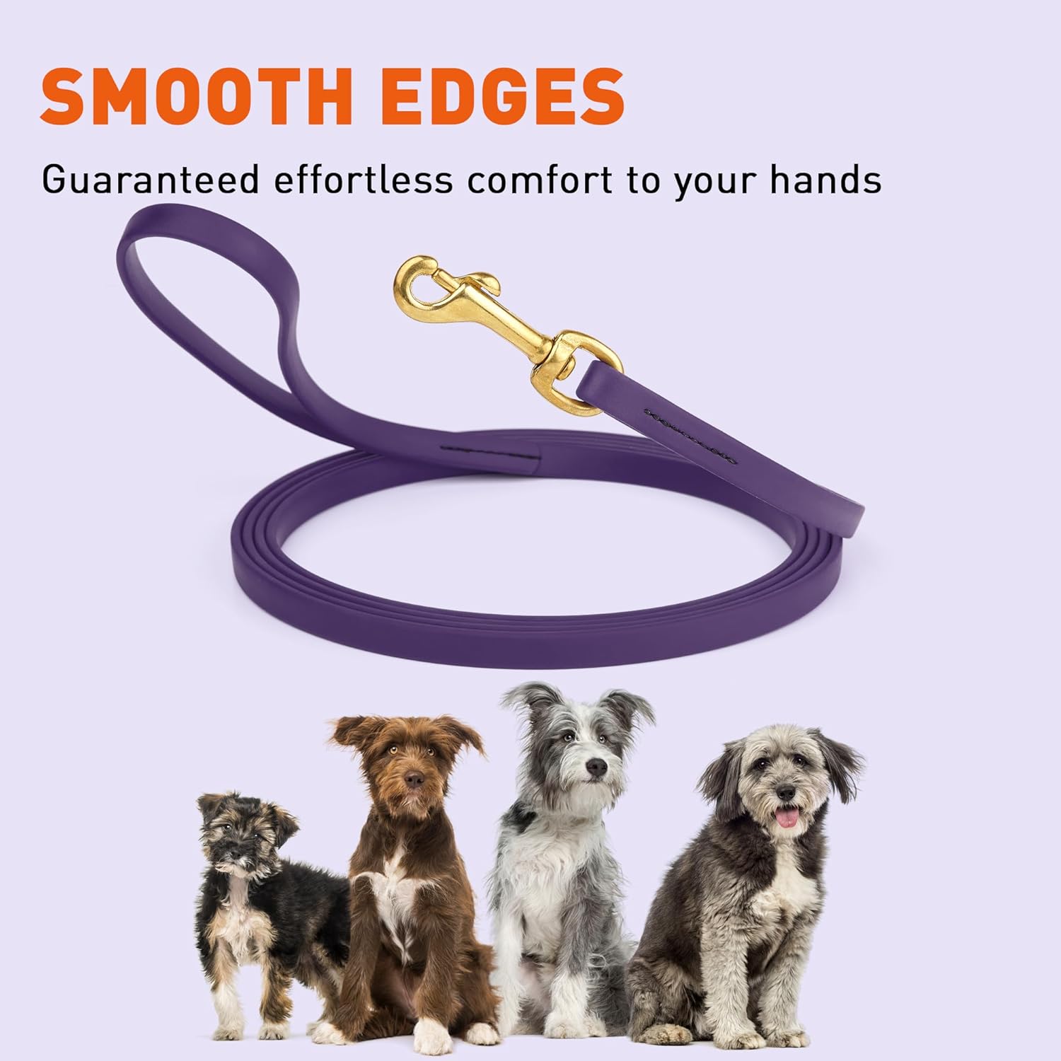Viper Biothane K9 Working Dog Leash Waterproof Lead for Tracking Training Schutzhund Odor-Proof Long Line with Solid Brass Snap for Puppy Medium and Large Dogs, 10ft Violet Purple