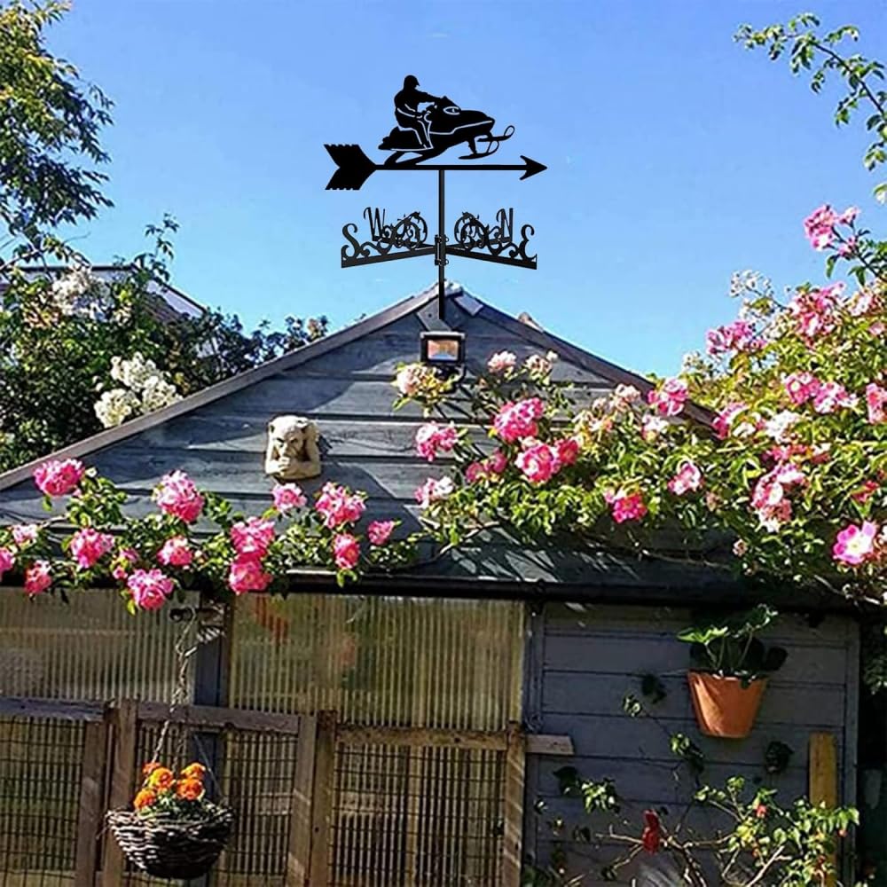 Wykwintny metalowy wiatrowskaz ornament wiatrowskaz ze stali nierdzewnej w kształcie retro wiatrowskaz, scena farma wiatrowa ogród palik dekoracyjny kierunek I,