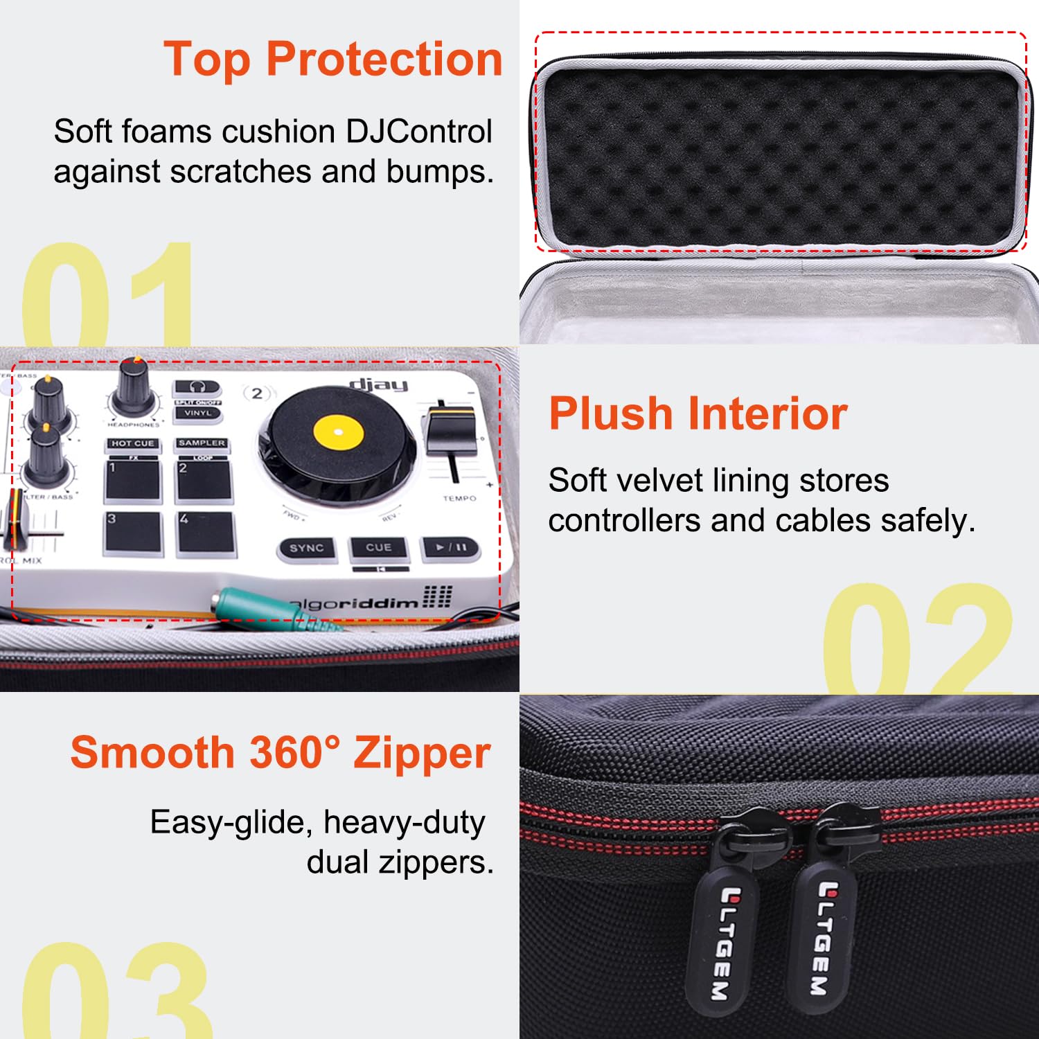 LTGEM Étui de Protection Rigide pour Manette de DJ Hercules DJControl Mix/DJControl Starlight (étui Uniquement)