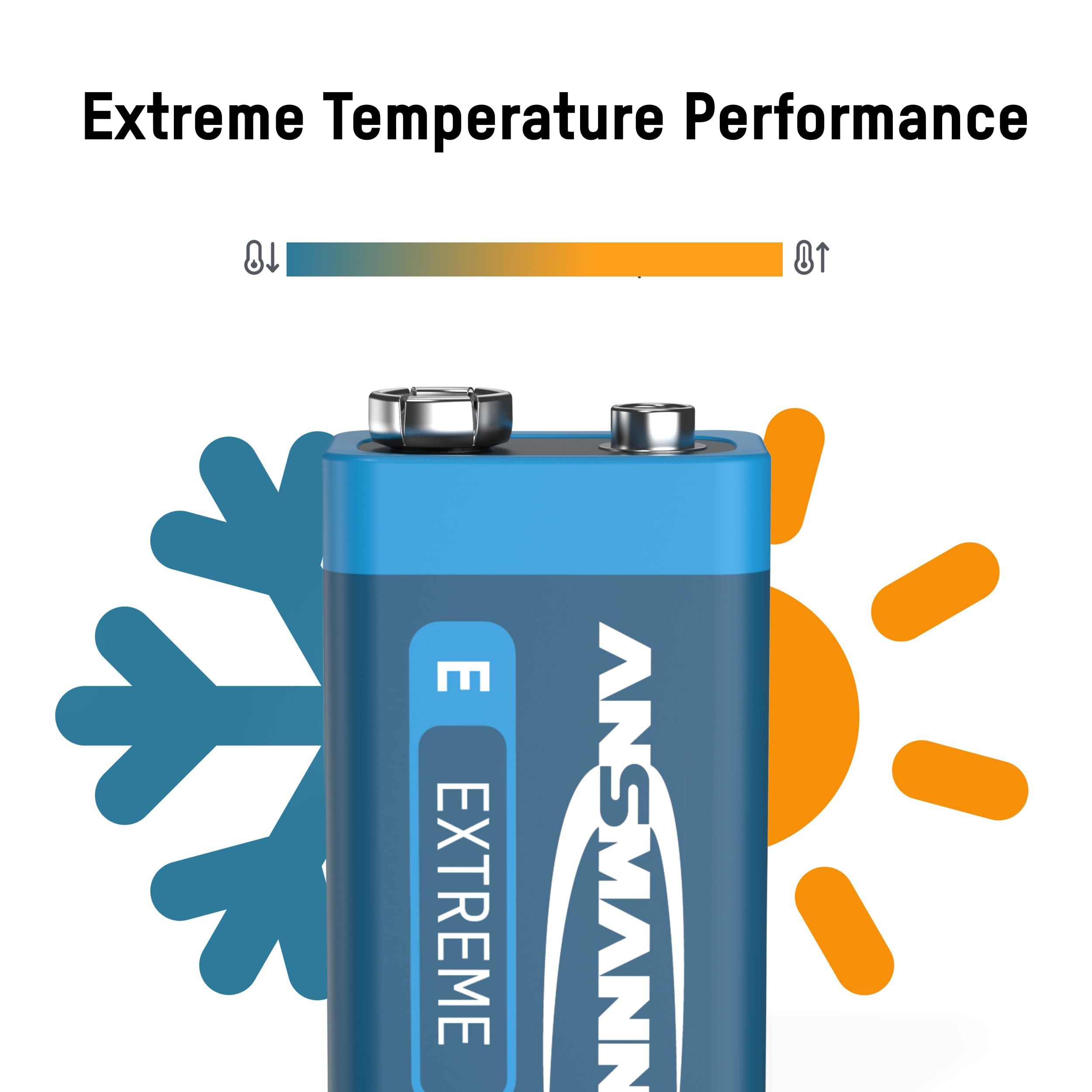 Batteria Al Litio 9V Per Rilevatore Di Fumo - Durata 10 Anni, Resistente Da -40°C A +60°C