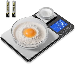 ApeWeghr Dual Platform Kitchen Scale: 0.01g/0.001oz High Precision, 33lb/1.1lb Bakery Scale for Sourdough, Baking, Cooking - 7 Units, Tare & Totalizer