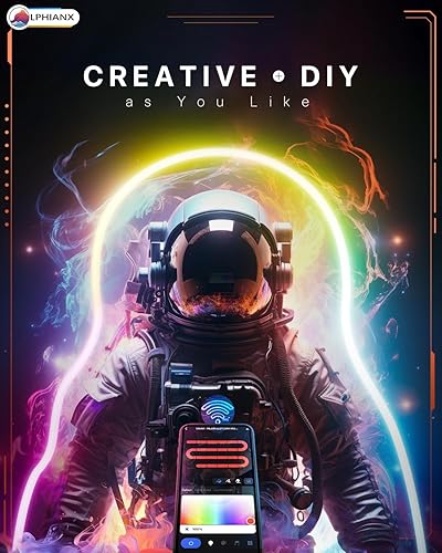 Miniatura 2 de Cuerda de luz de neón, 16.4 pies LED de neón flexible con sincronización de música, compatible con Alexa, Google Assistant, tira de luces LED para