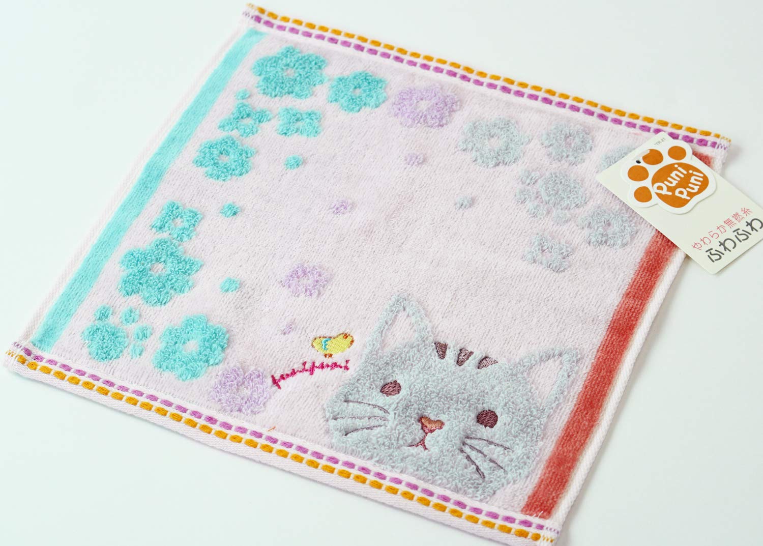 Amazon｜内野(UCHINO) タオルハンカチ ピンク ネコ 約25×25cm もちぷに