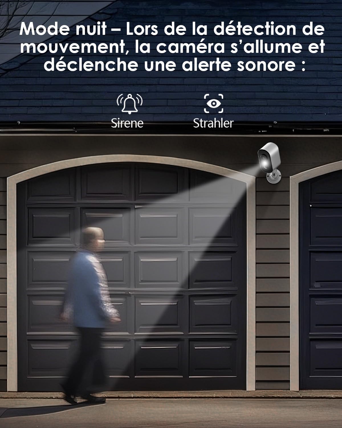 CZEview 2K Caméra de Surveillance Extérieure, sans Fil avec Batterie, Vision Nocturne Couleur, Audio Bidirectionnel, Détection de Mouvement, PTZ 300°, Montage Magnétique, IP65, WiFi 2.4G (Blanc)