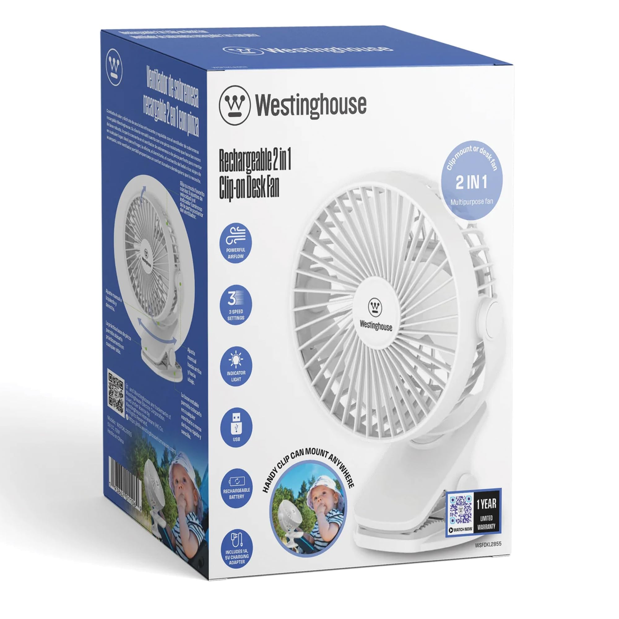 Amazon.com: Westinghouse Portable 2-in-1 Rechargeable Table Clip